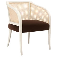 Fauteuil de salle à manger de style moderne du milieu du siècle avec dossier en rotin tressé naturel