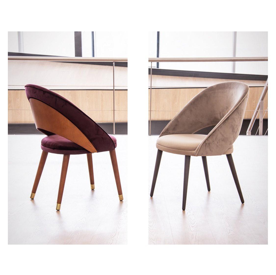 Velvet Mid-Century Modern Style Dining Chair For Sale