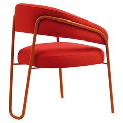 Silla de comedor de estilo moderno de mediados de siglo con escultural estructura de metal lacado