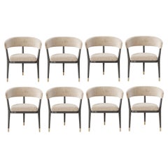 Sillas de comedor de estilo moderno de mediados de siglo con acabados personalizados en terciopelo y laca
