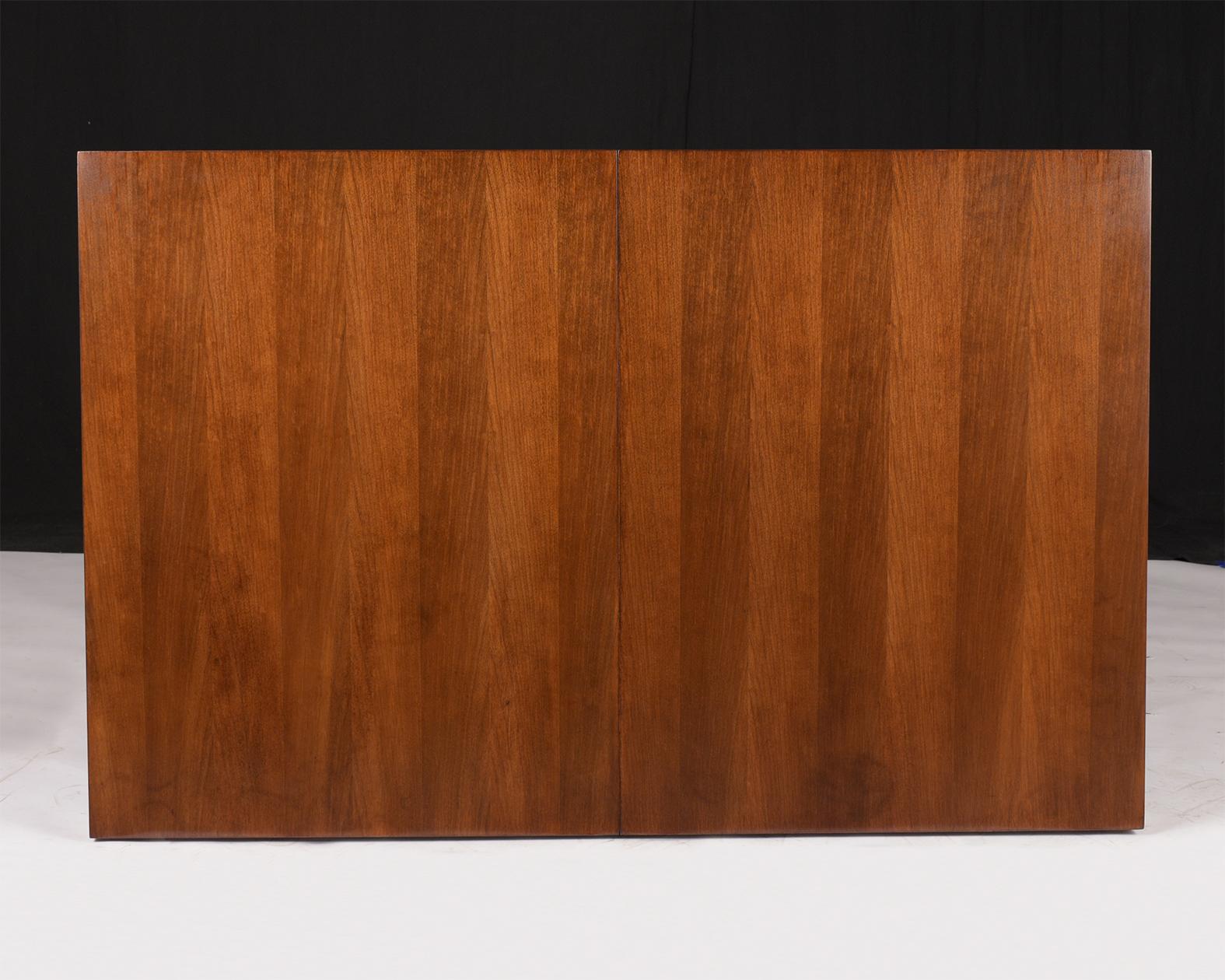 Carved Mid-Century Modern Lacquered Walnut Dining Table