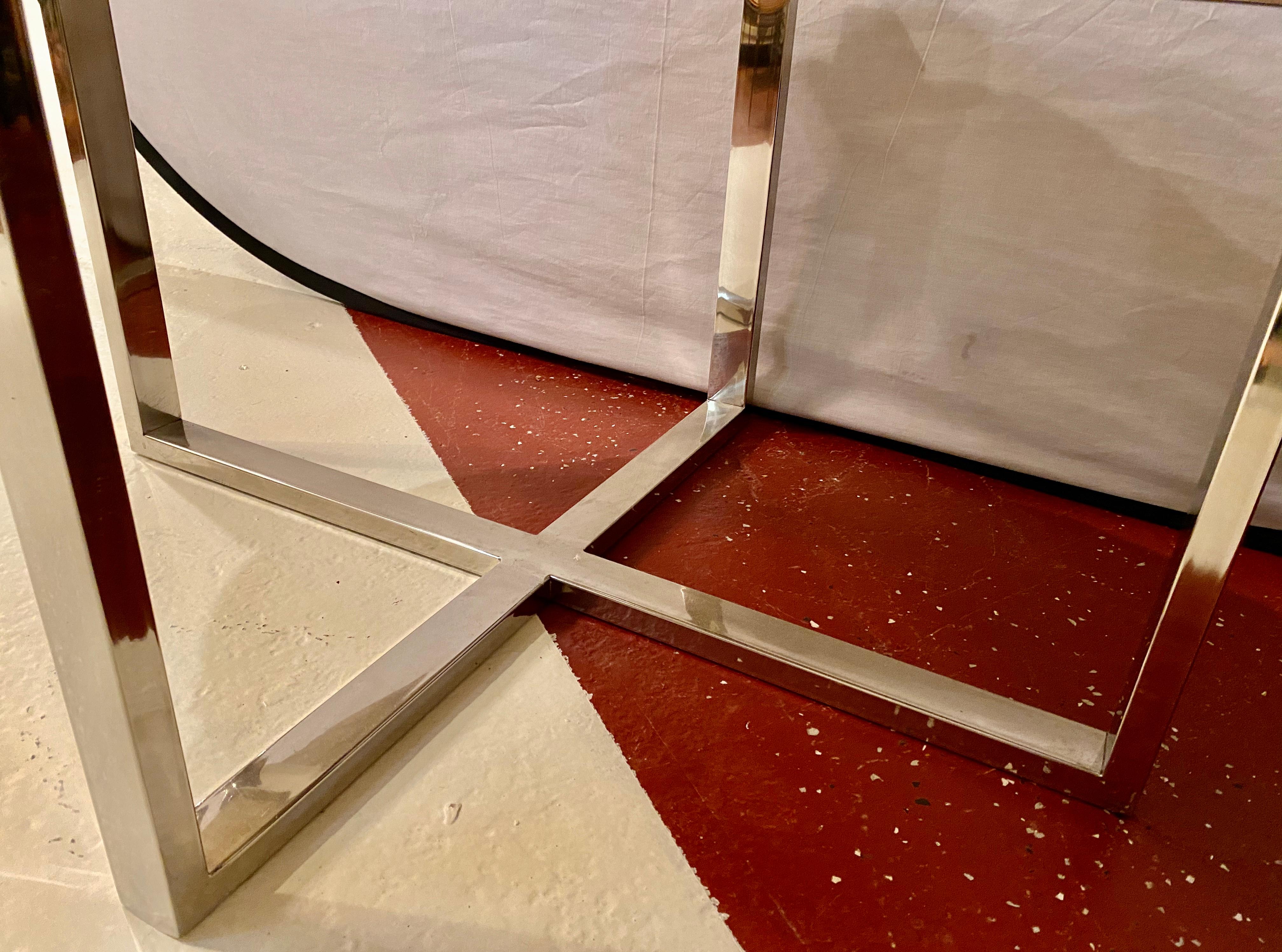Mid-Century Modern Style End or Side Table Chrome Based Stone Top 2