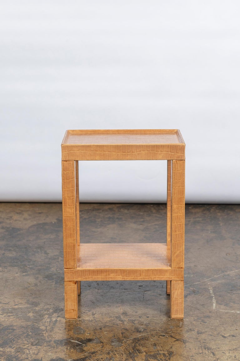 MidCentury Modern Style Faux Crocodile Side or Telephone Table For