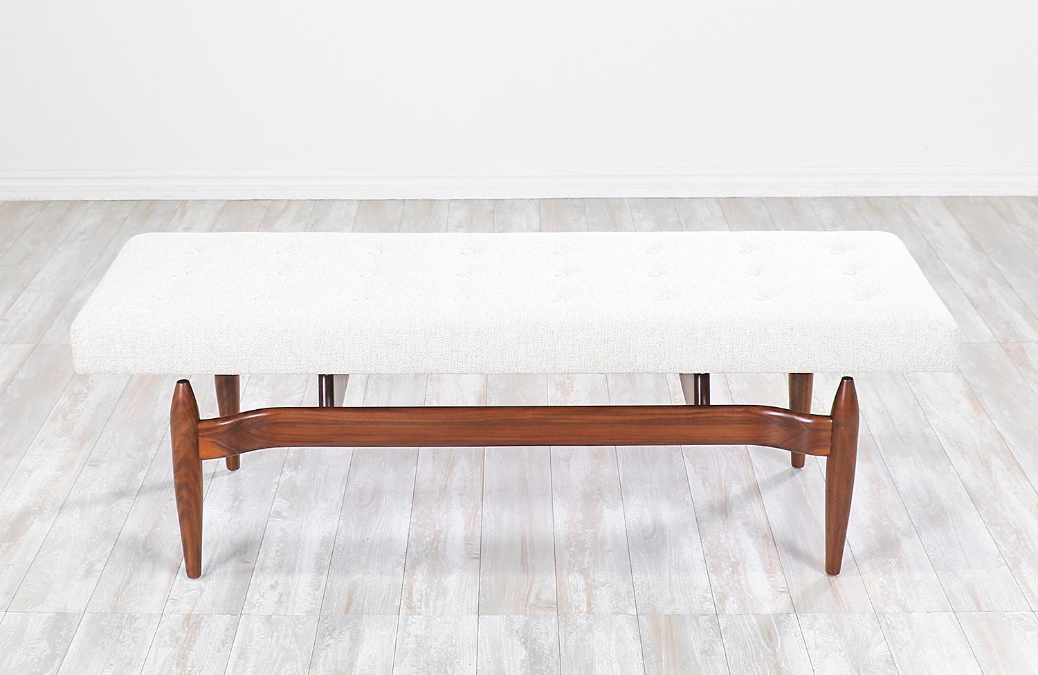 American Mid-Century Modern Style Floating Tufted Bench