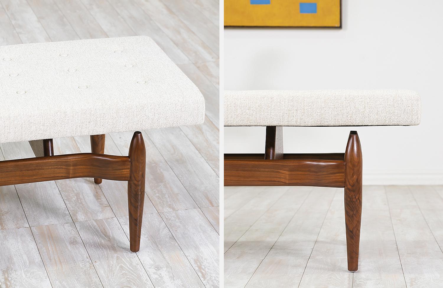 Fabric Mid-Century Modern Style Floating Tufted Bench