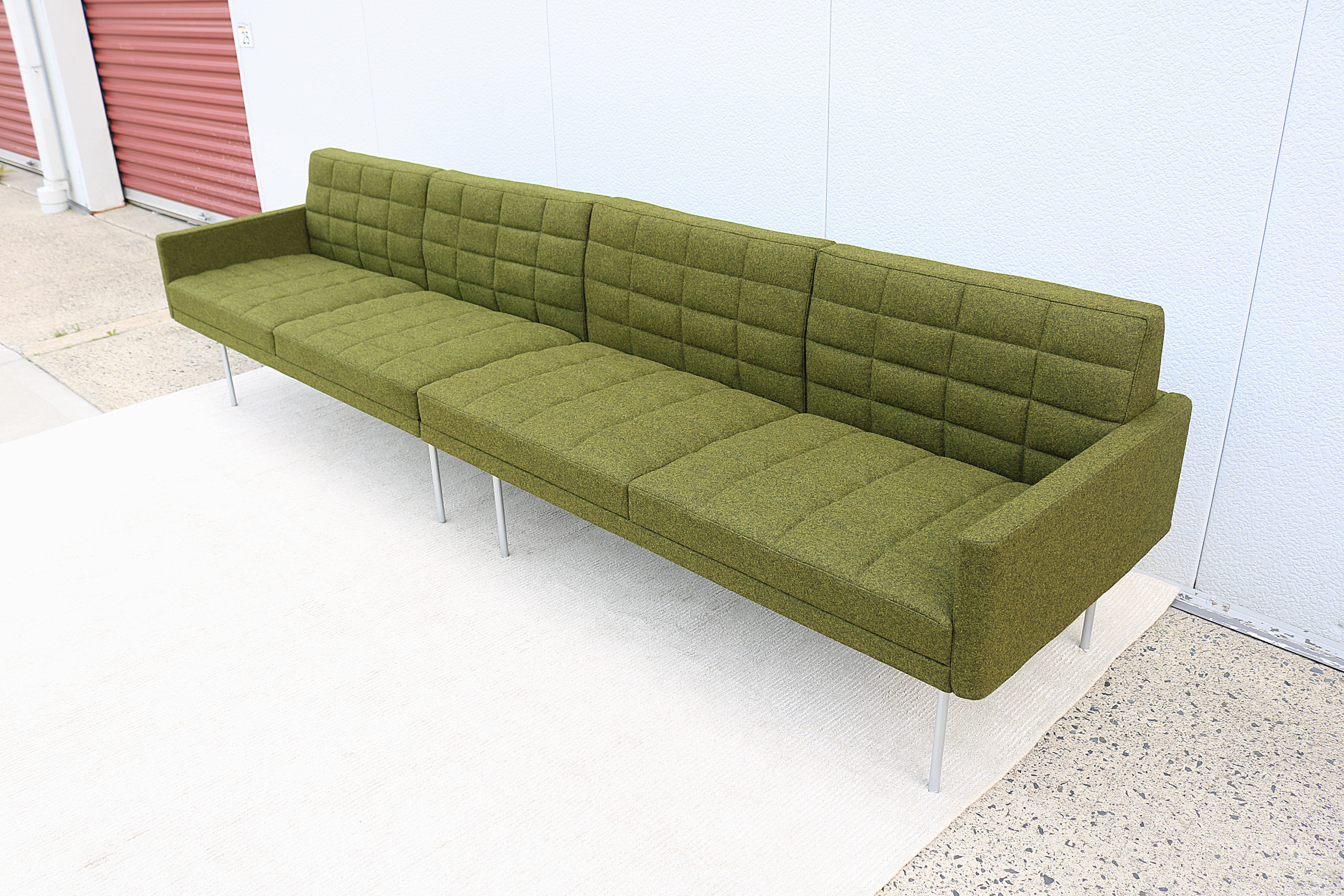 Needlework Mid-Century Modern Style Geiger Tuxedo Component Lounge 4 Seat Sofa or 2 Settees