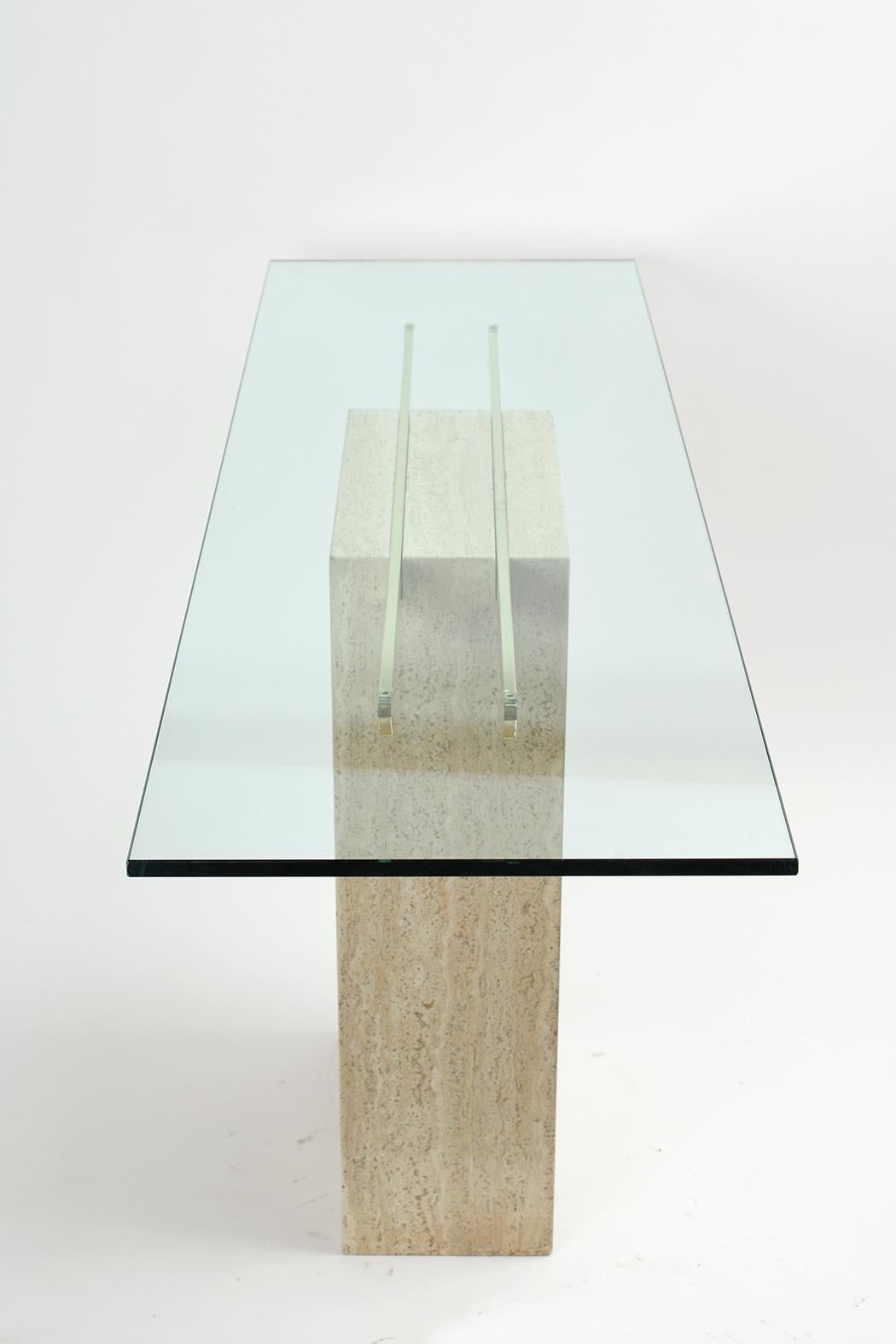 Late 20th Century Mid-Century Modern Glass & Marble Console Table