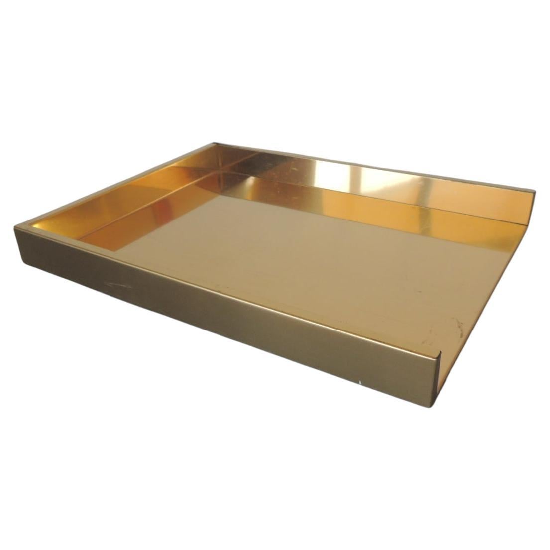 Midcentury-Modern Style Gold Tone Desk Letter Tray