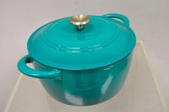Mid Century Modern Style Green Cast Iron Dutch Oven 6.5 Qt 6.2 L Pot with Lid