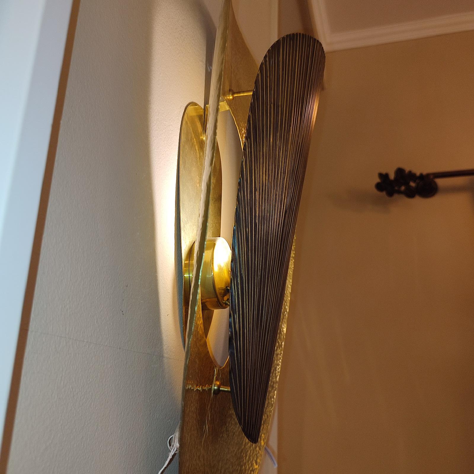 Mid-Century Modern Style Hammered Brass Wall Light For Sale 1