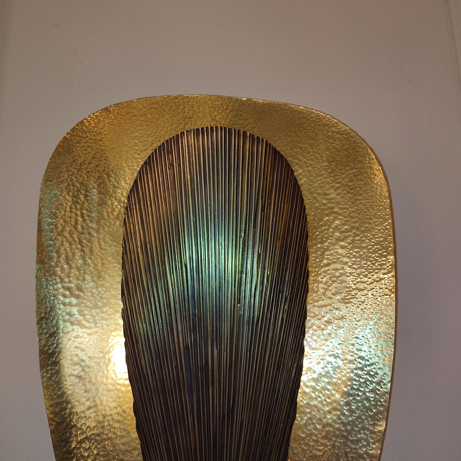Mid-Century Modern Style Hammered Brass Wall Light For Sale 2