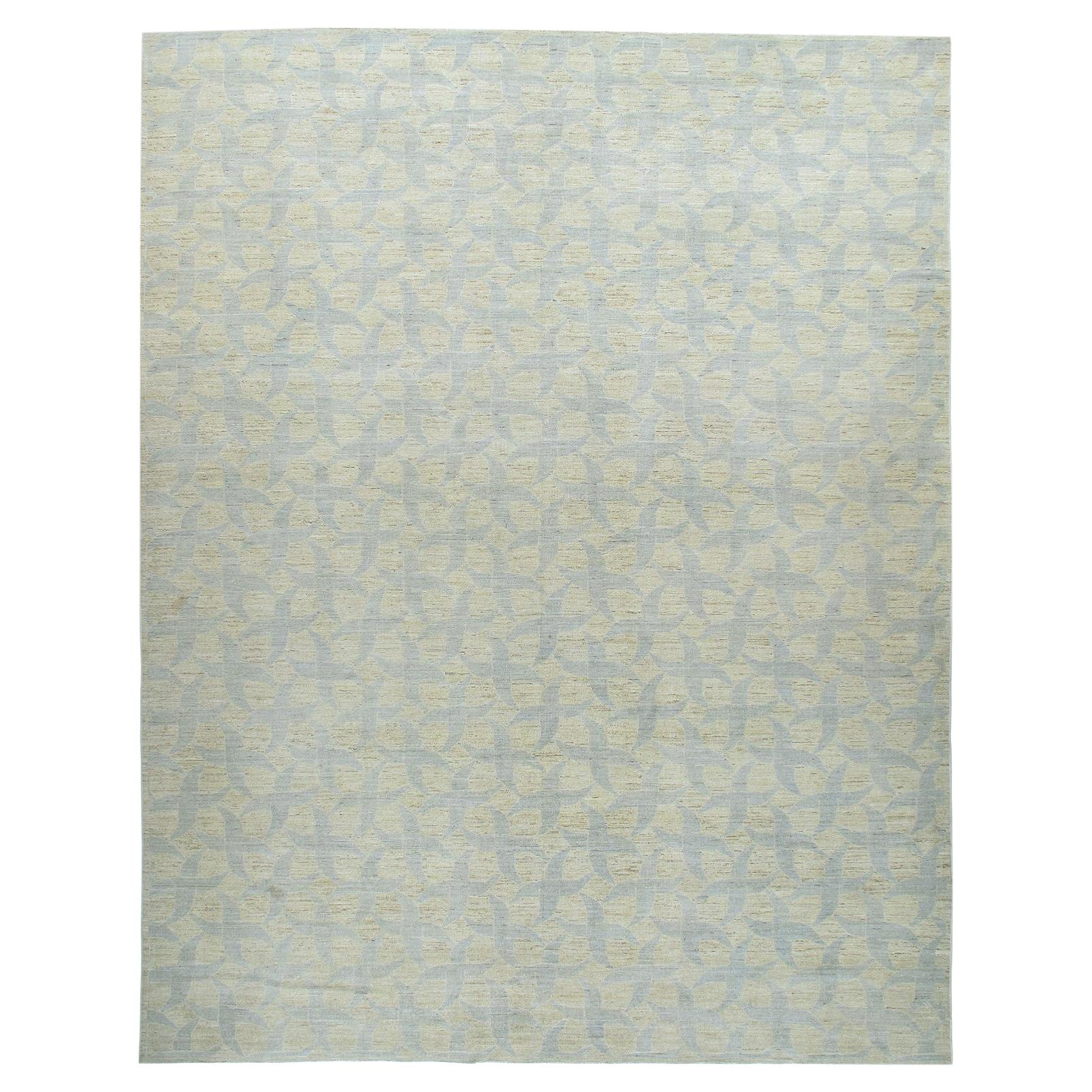 Mid-Century Modern Style Handknotted  Rug with a Geometric Pattern For Sale