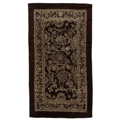 Mid-Century Modern Style Handmade Allover Motif Brown Wool Rug by Apadana