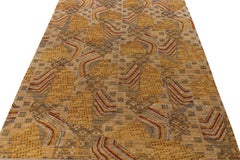 Rug & Kilim's Mid-Century Modern Style High-Low Rug in Beige, Golden Brown