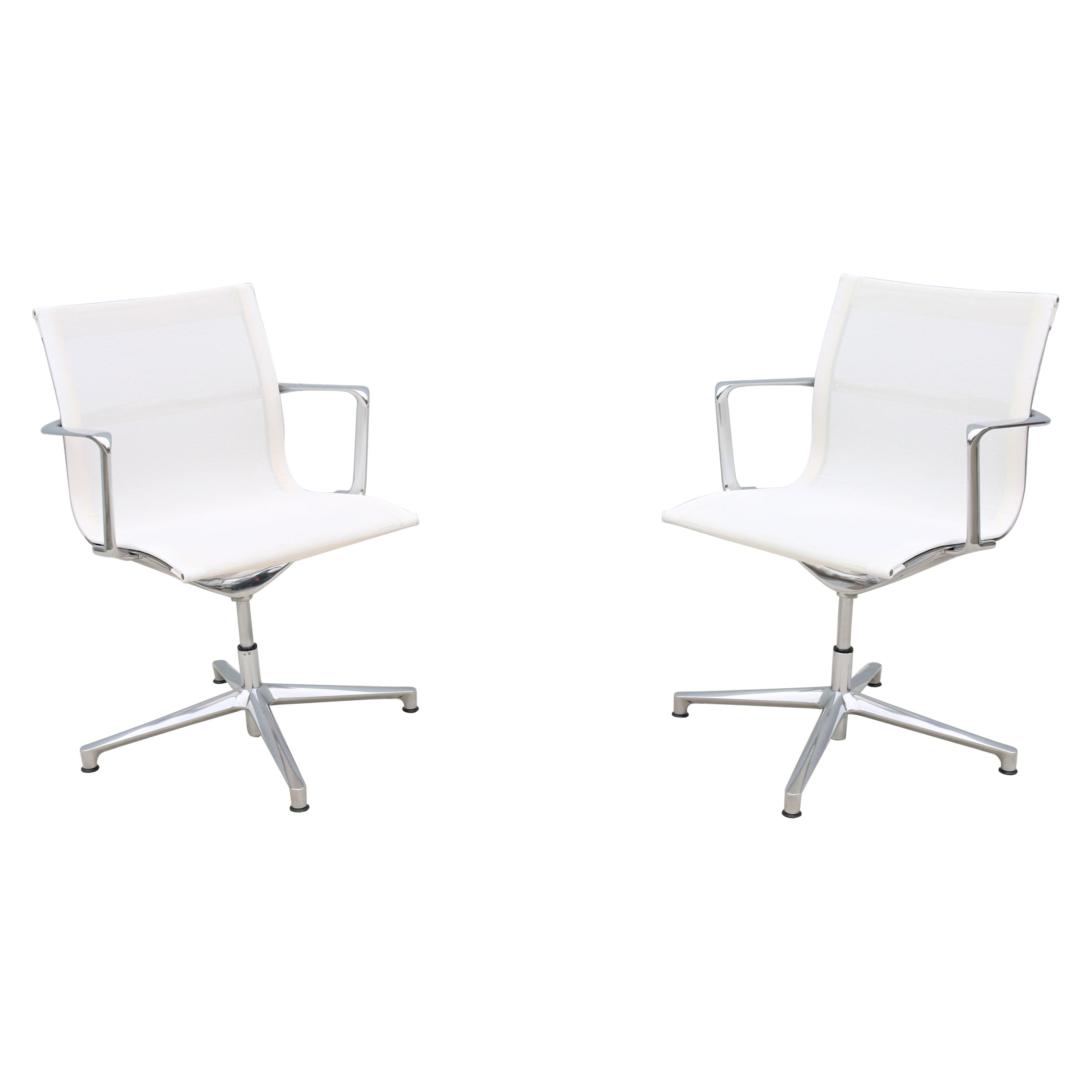 Drehsessel aus Aluminium und Mesh im modernen Mid-Century-Stil von ICF Office UNA, Paar