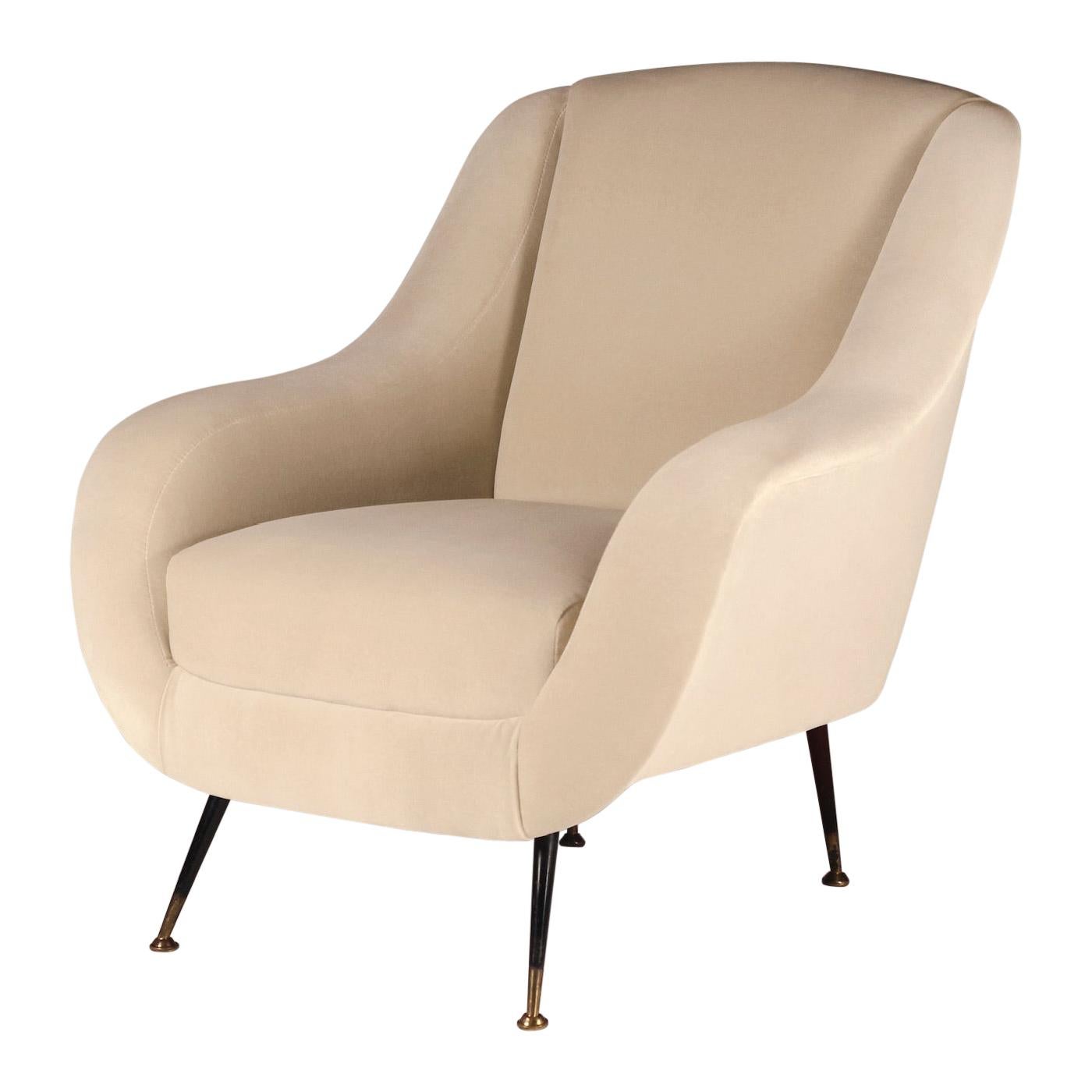Mid-Century Modern Style Inspired Italian Lounge Chair ‘Sophia’ in Ivory Velvet