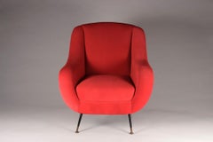 Mid-Century Modern Style Inspired Italian Lounge Chair ‘Sophia’ in Red Velvet