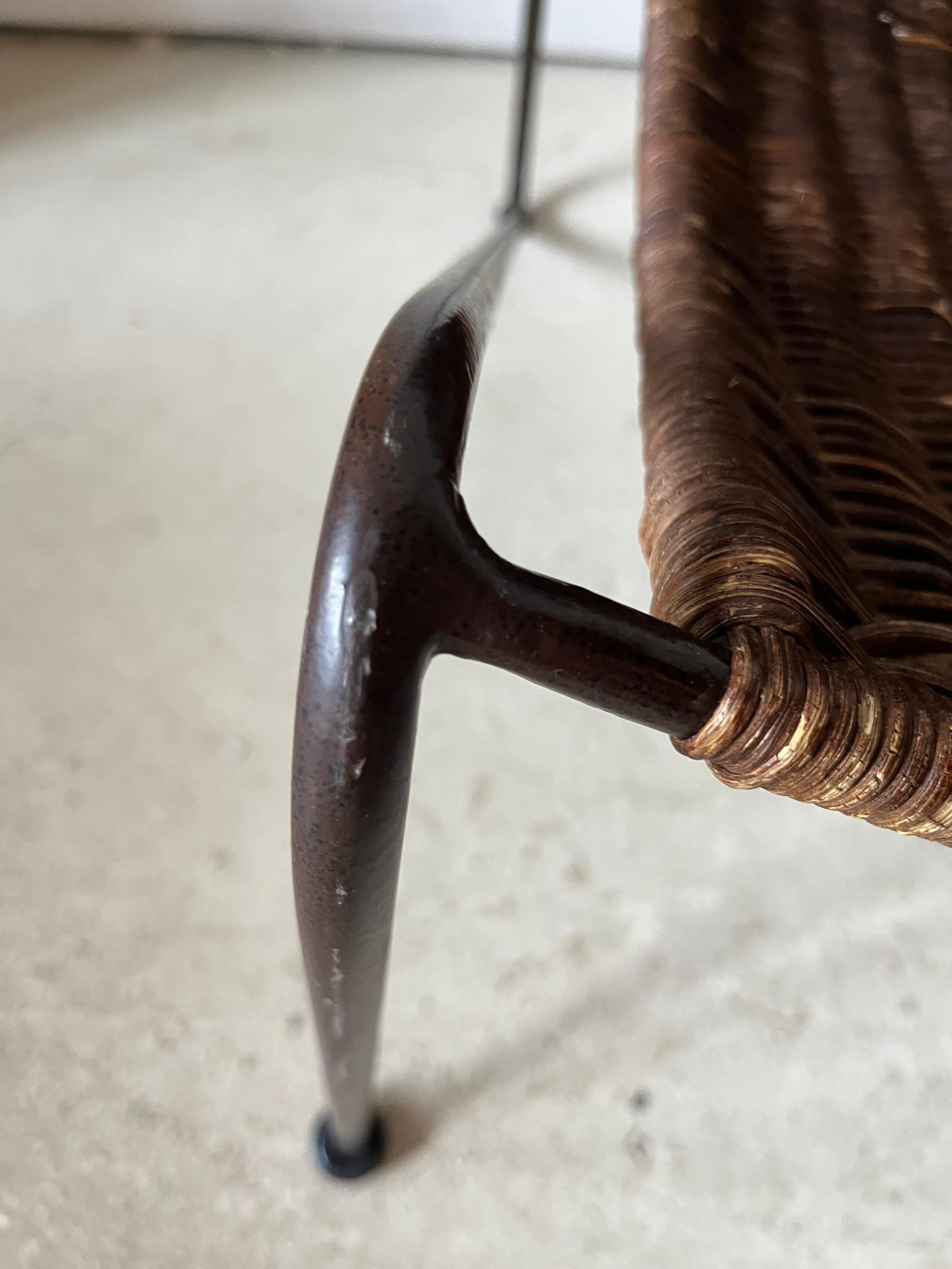 Mid-20th Century Mid Century Modern Style Iron and Wicker Sling Lounge Chairs, Weinberg Style