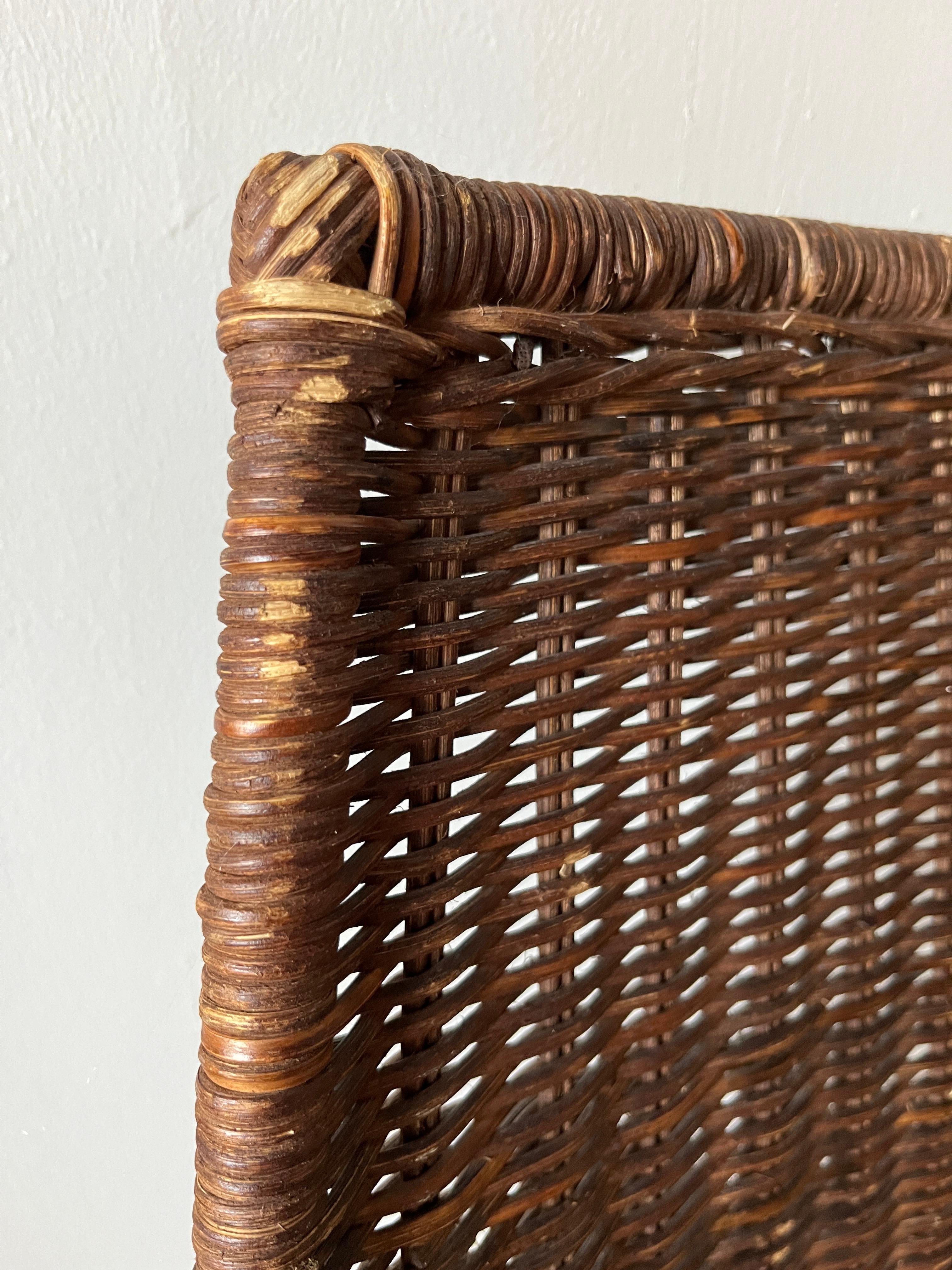 Mid Century Modern Style Iron and Wicker Sling Lounge Chairs, Weinberg Style 2