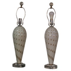 Mid-Century Modern Style Italian Art Glass and Lucite Table Lamps