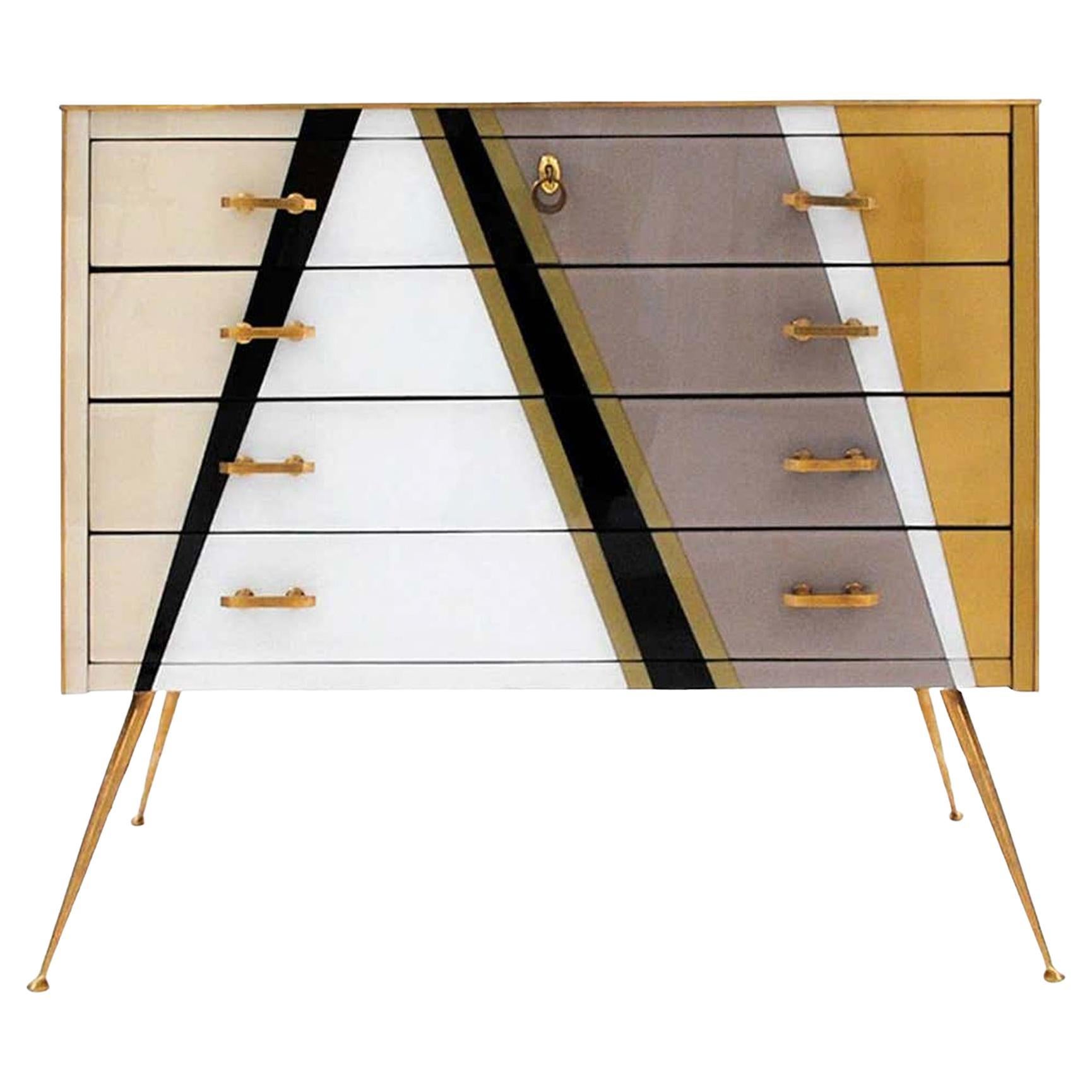 Mid-Century Modern Style Multicolour Italian Commode by L.A. Studio