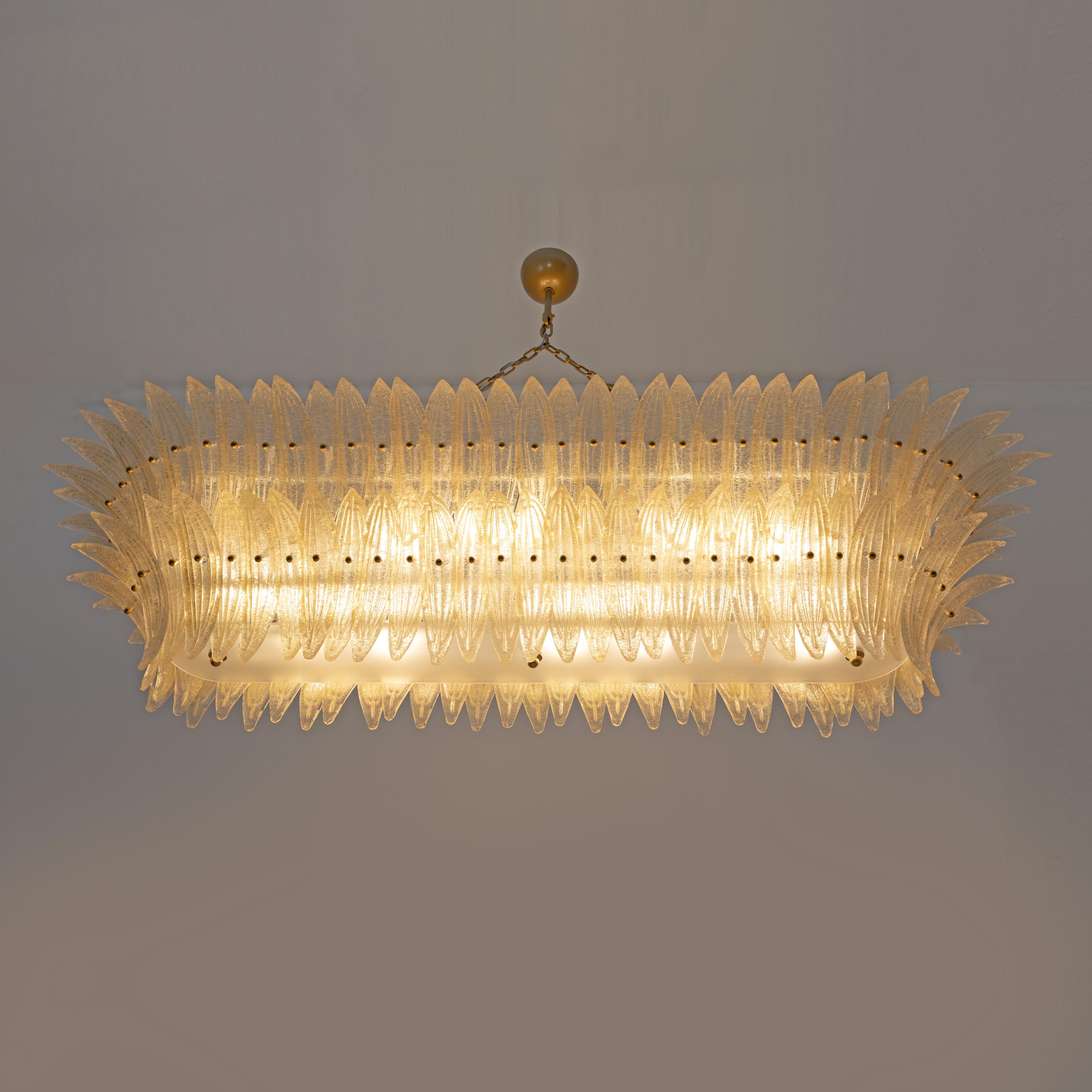 Lámpara italiana de cristal de Murano y latón Palmette de estilo moderno de mediados de siglo Italian en venta