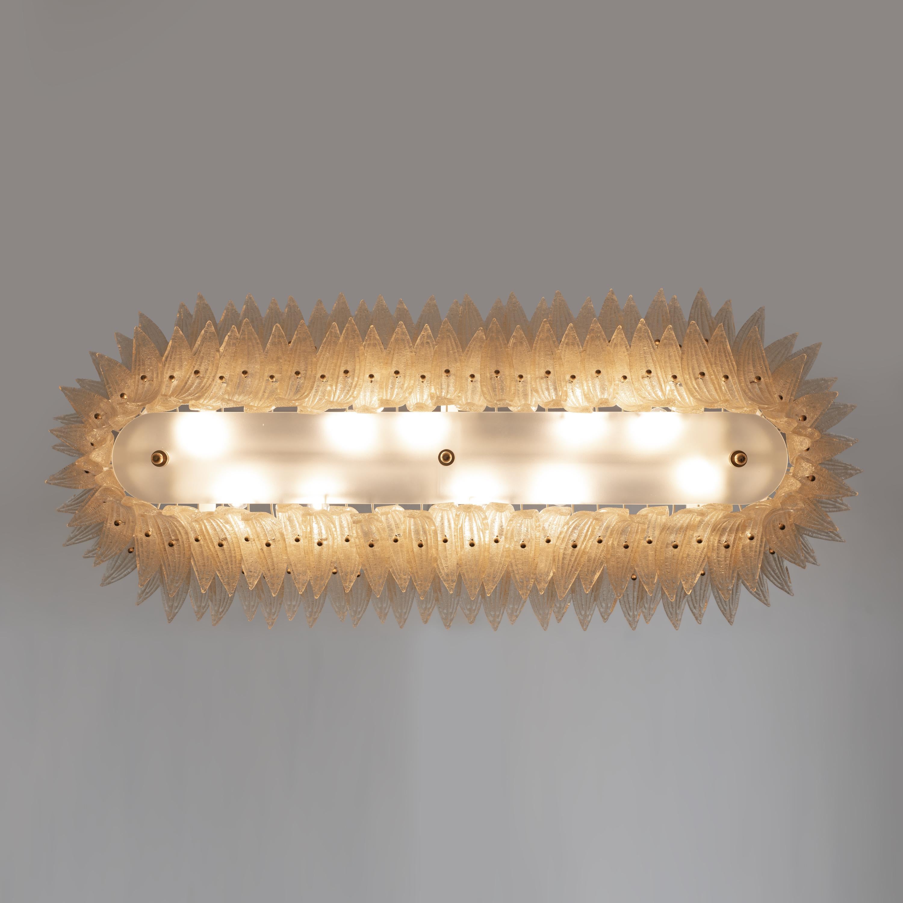 Lámpara italiana de cristal de Murano y latón Palmette de estilo moderno de mediados de siglo en venta 1