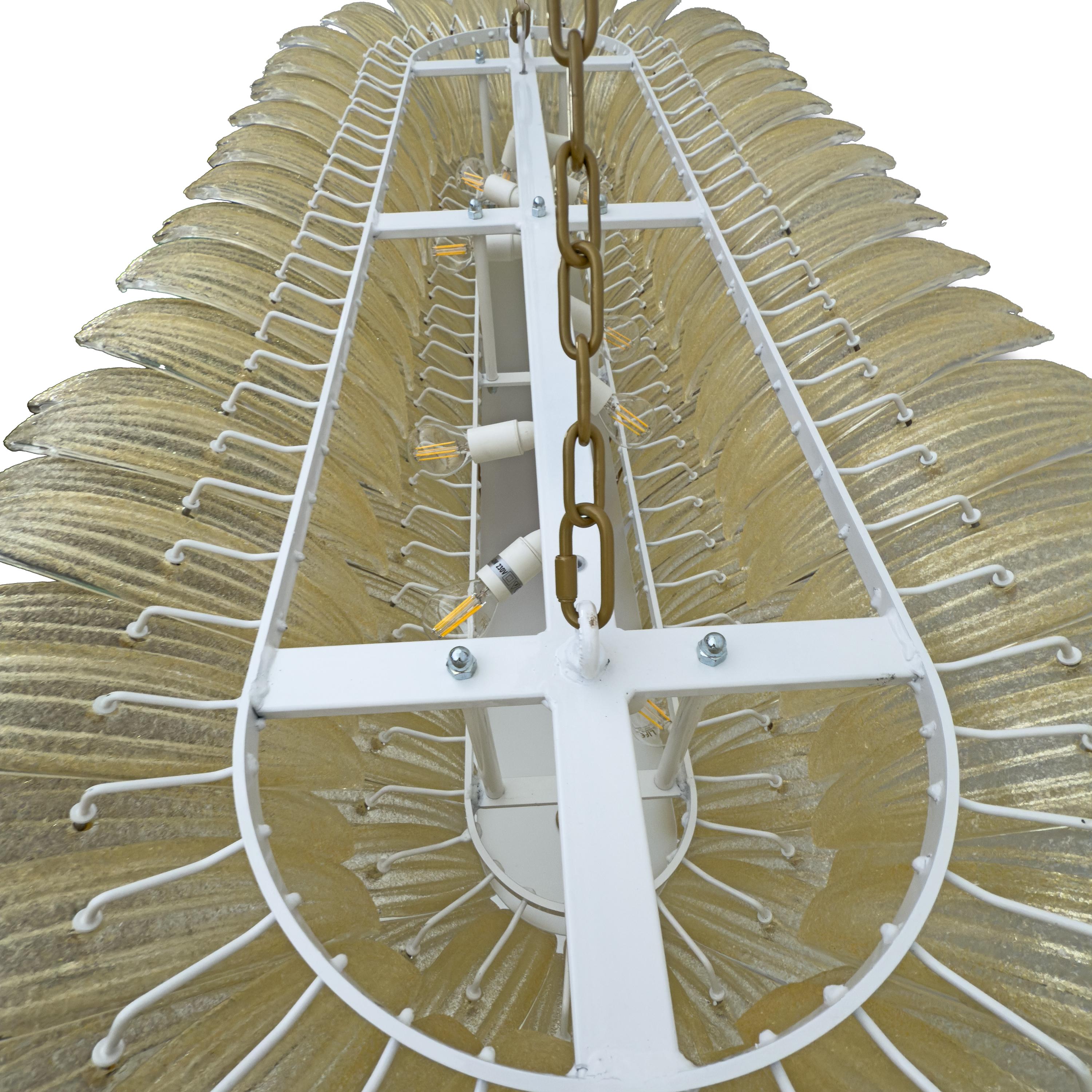 Lámpara italiana de cristal de Murano y latón Palmette de estilo moderno de mediados de siglo en venta 2