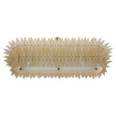 Mid-century Modern Style Italian Murano Glass and Brass Palmette Chandelier