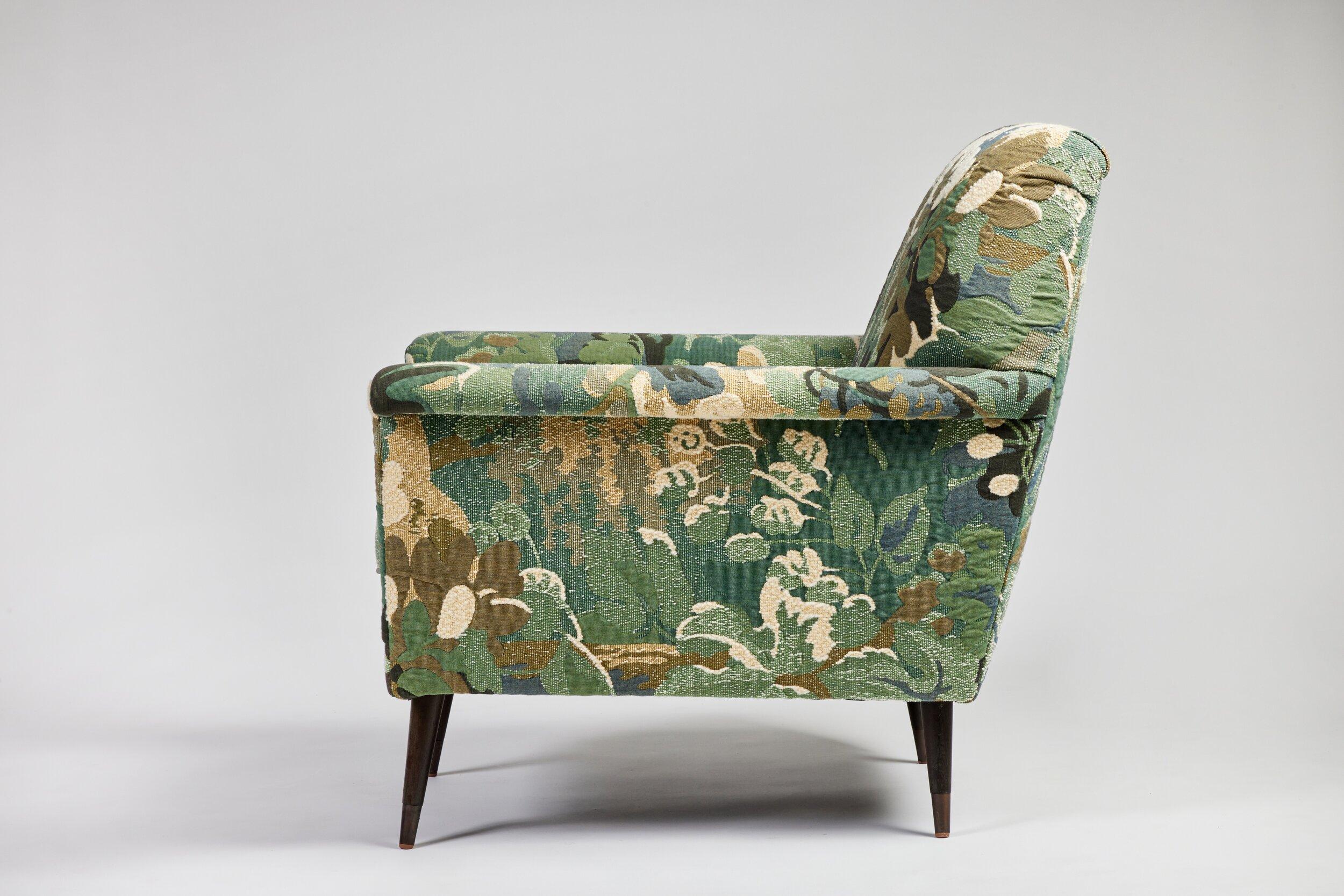 Martin & Brockett’s Jolly Club Chair is inspired in equal part by Italian modernism, streamlined comfort and the charming open air beach car it is named after. Its elegantly folded edges meet a tight upholstered frame, loose seat cushion, and