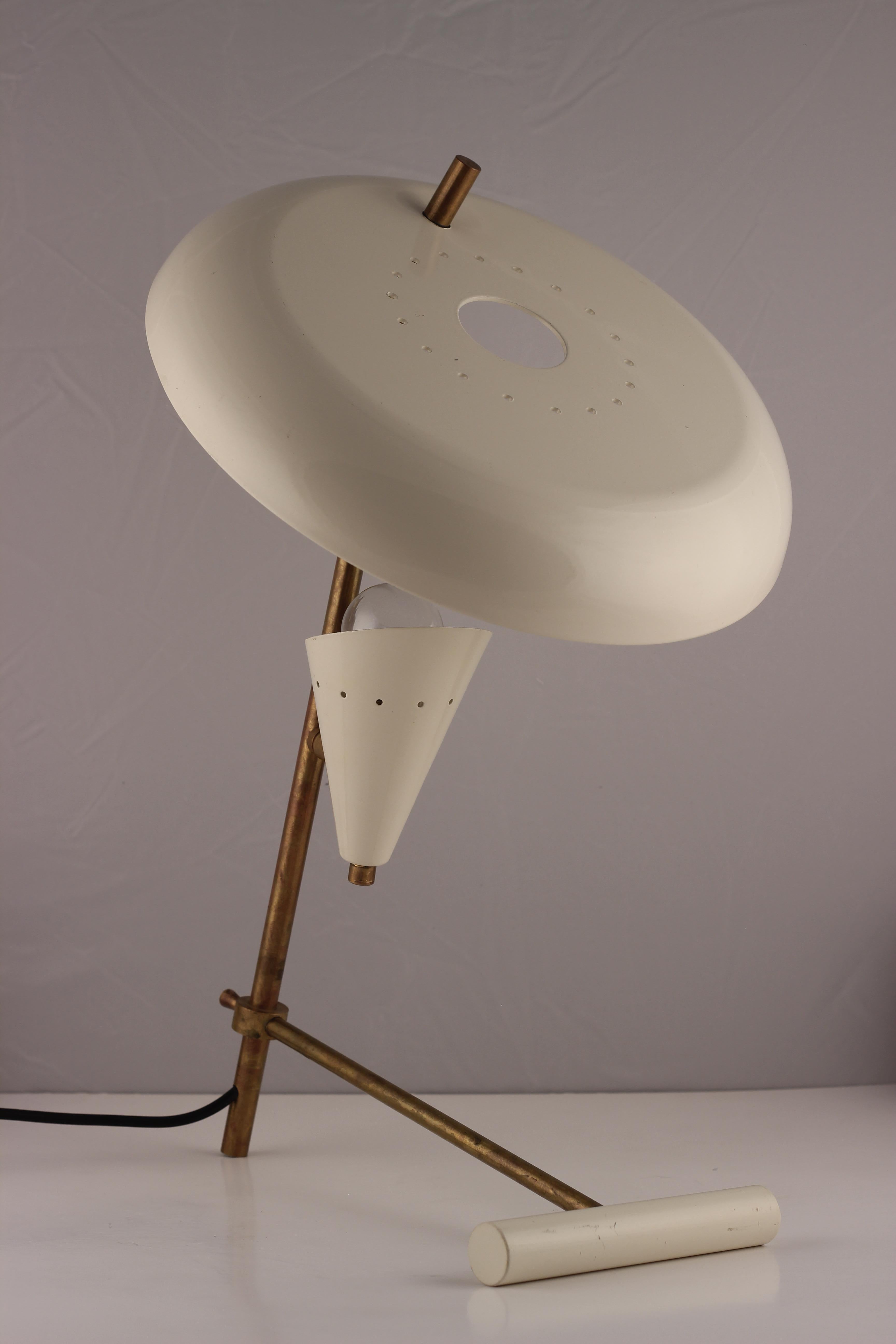 Mid-Century Modern Style Italian White and Brassdesk Light Inspired by Stilnovo 7