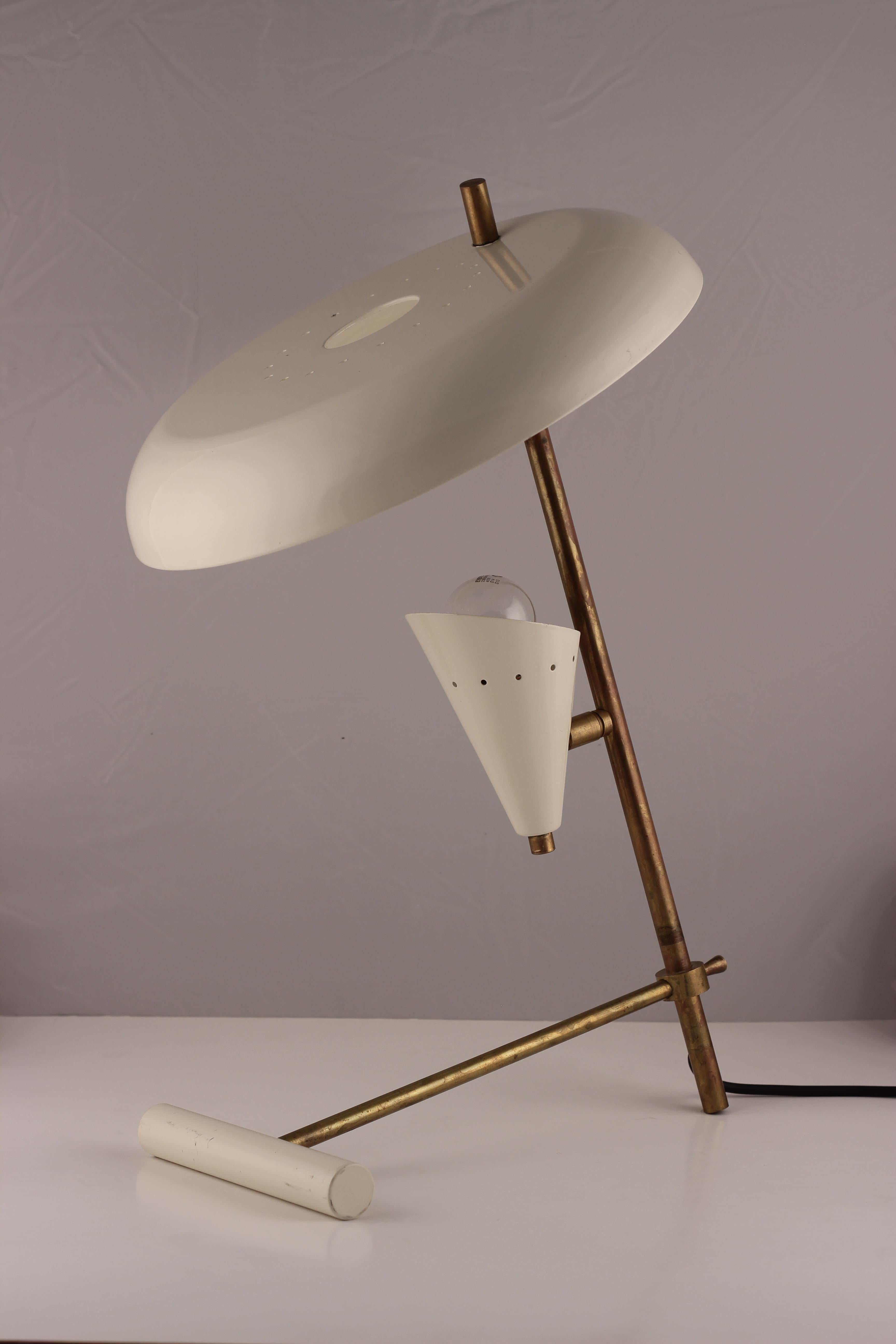 Mid-Century Modern Style Italian White and Brassdesk Light Inspired by Stilnovo 10