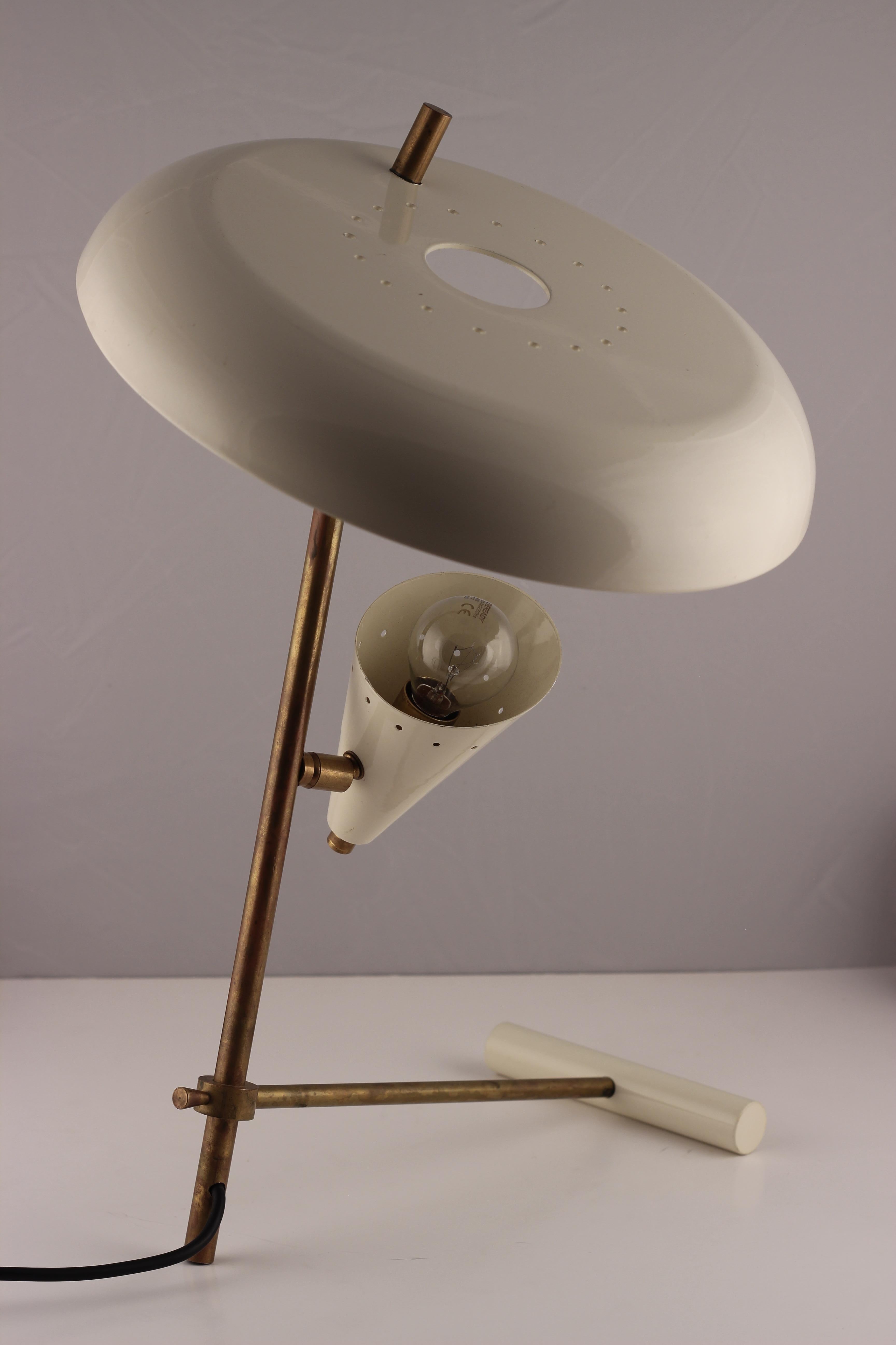 Mid-Century Modern Style Italian White and Brassdesk Light Inspired by Stilnovo 1
