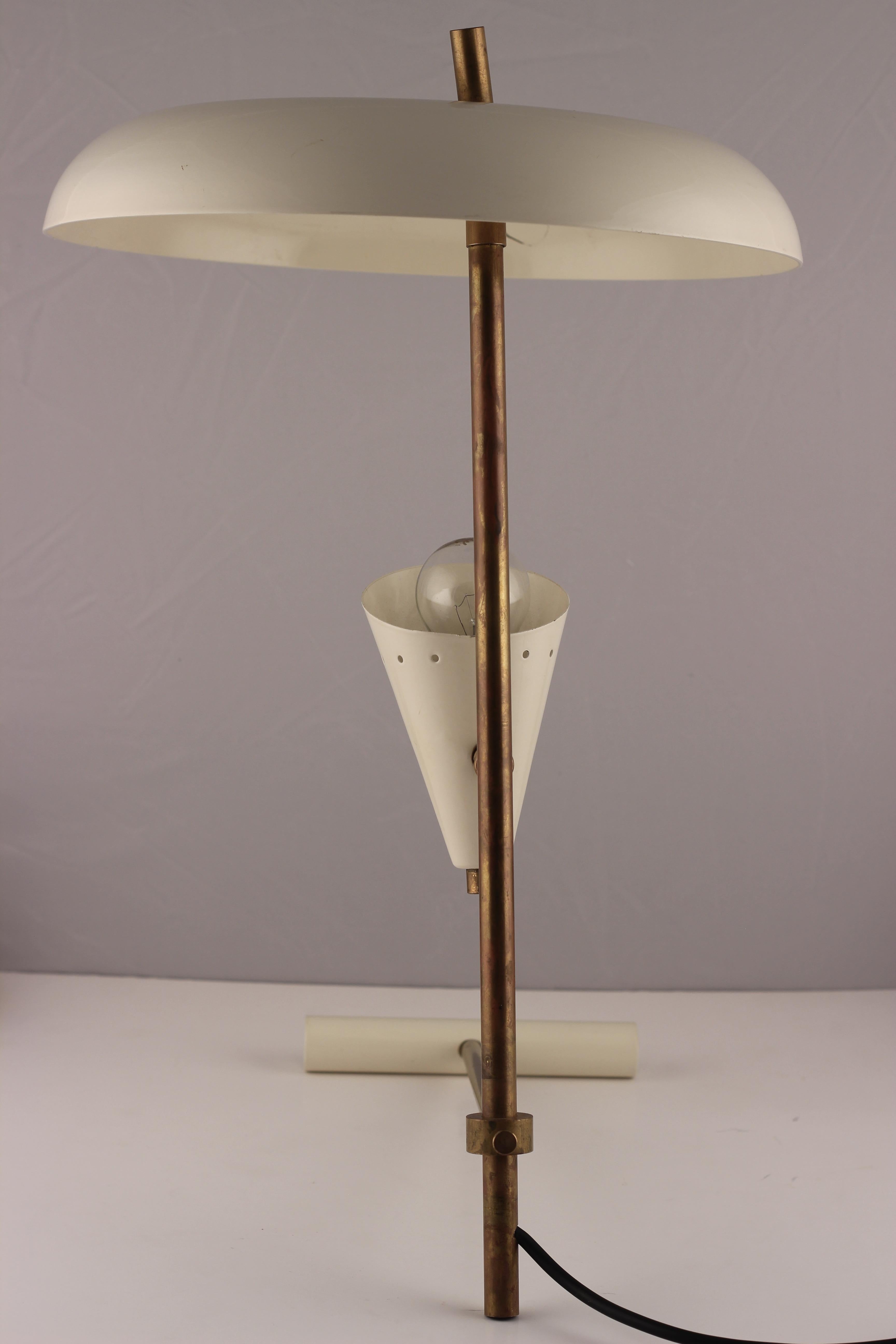 Mid-Century Modern Style Italian White and Brassdesk Light Inspired by Stilnovo 4