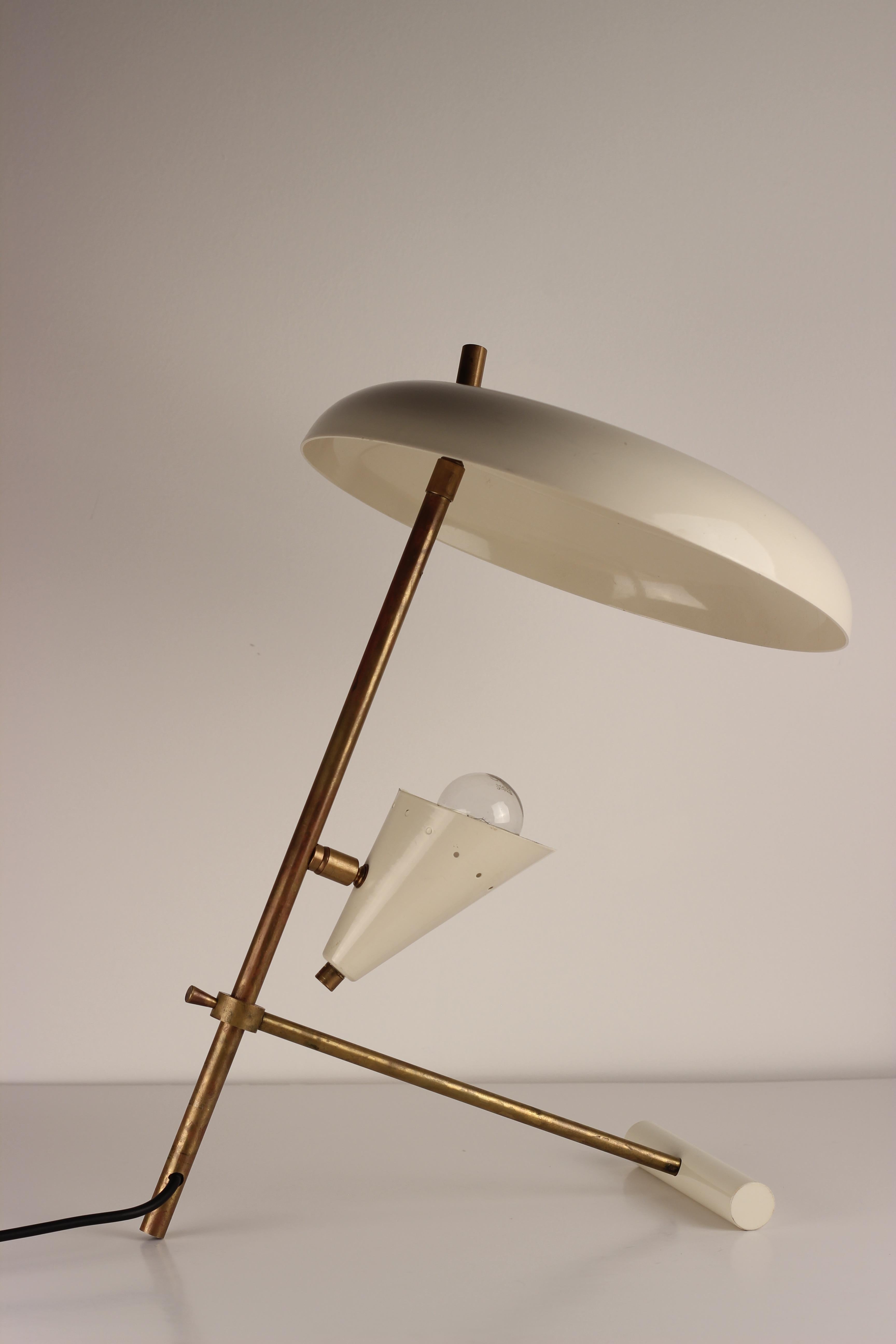 Mid-Century Modern Style Italian White and Brassdesk Light Inspired by Stilnovo 5
