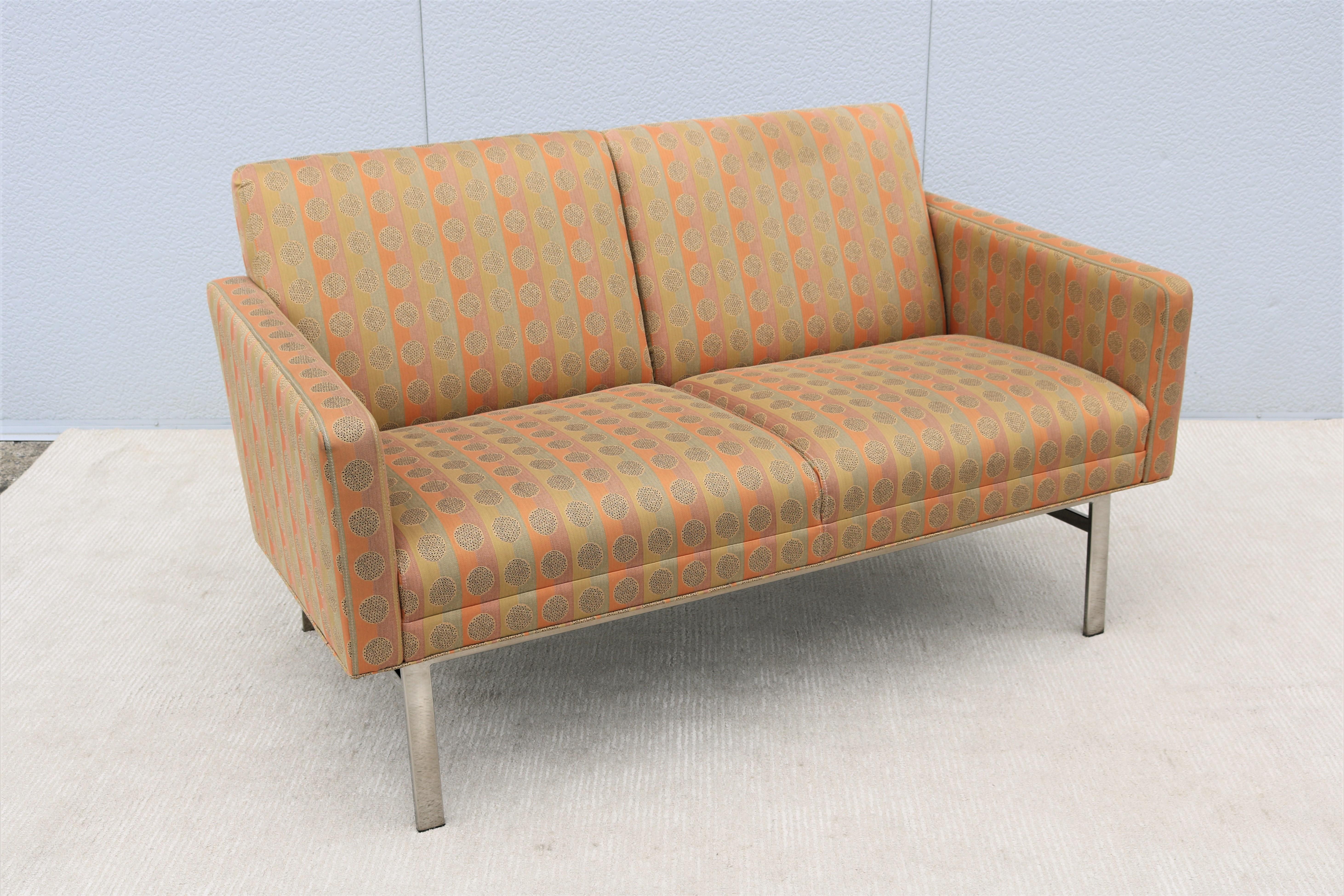 Elegant and high-end quality Kelly settee lounge 2 seat sofa by Jack Cartwright. 
Very comfortable and well designed.
Fits seamlessly into any environment and among midcentury Classic design. 
Appropriate for home and workplace interiors, the