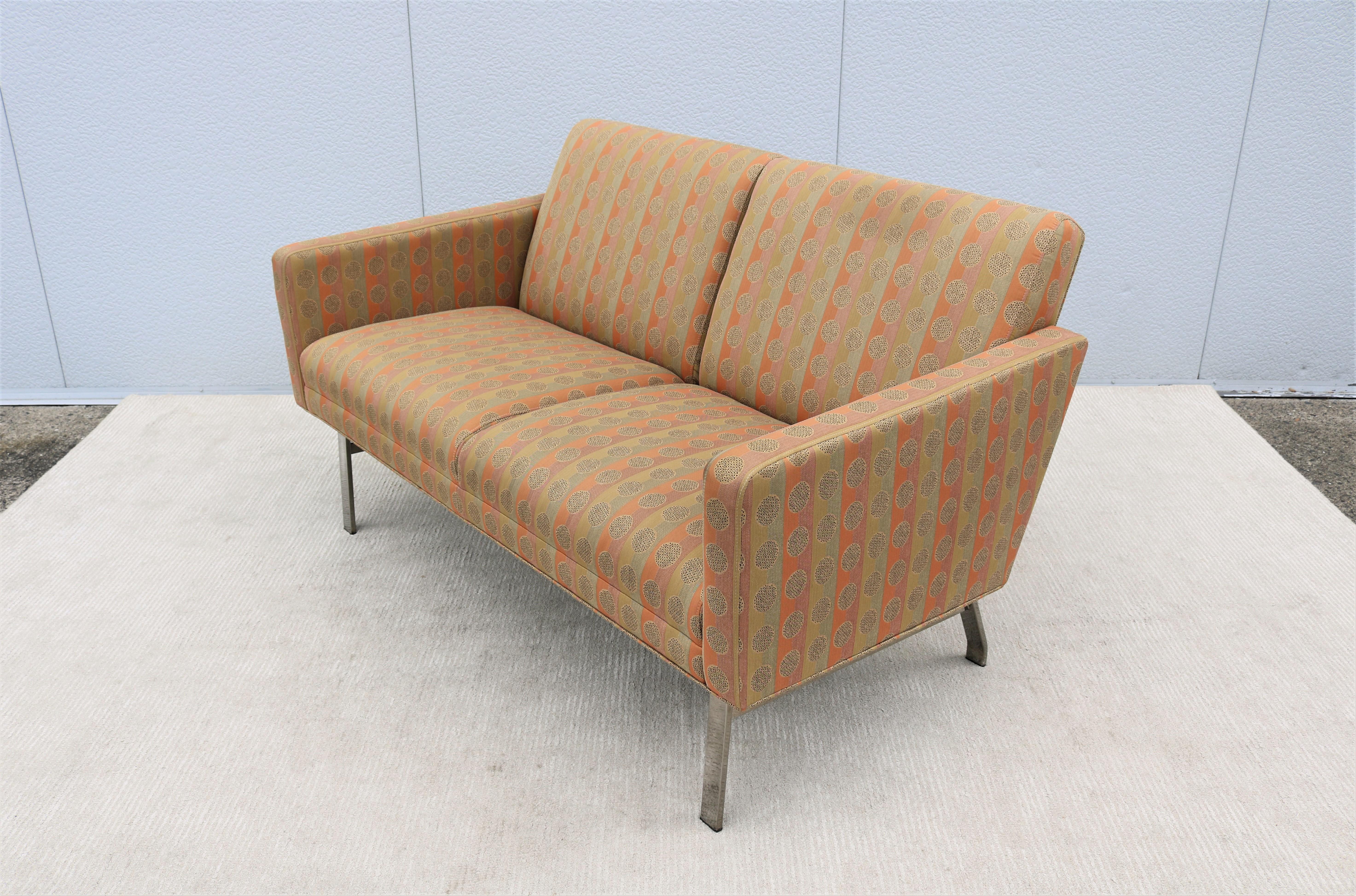 Mid-Century Modern Style Jack Cartwright Kelly Settee 2 Seats Sofa, 2 Available In Good Condition For Sale In Secaucus, NJ