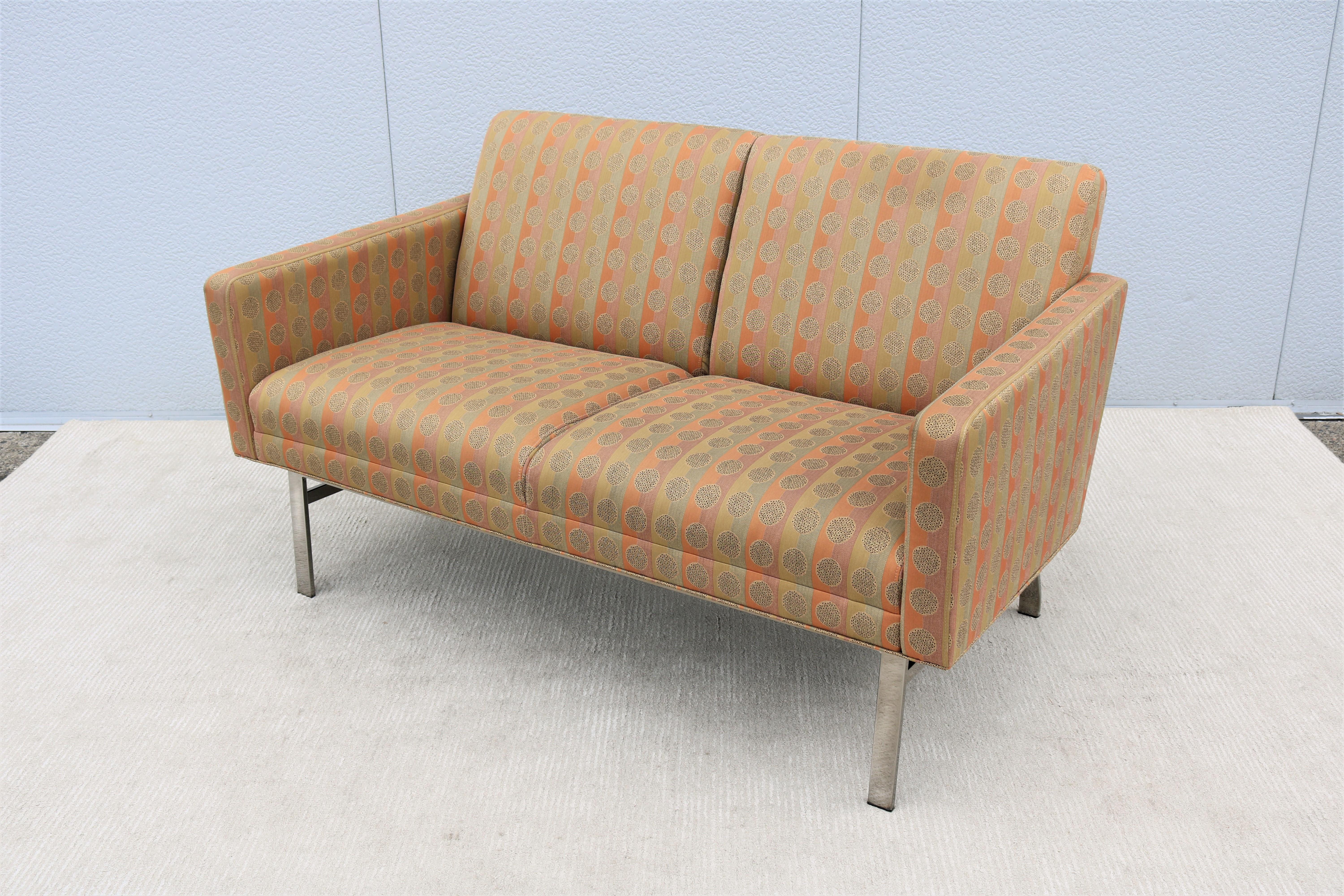 Steel Mid-Century Modern Style Jack Cartwright Kelly Settee 2 Seats Sofa, 2 Available For Sale