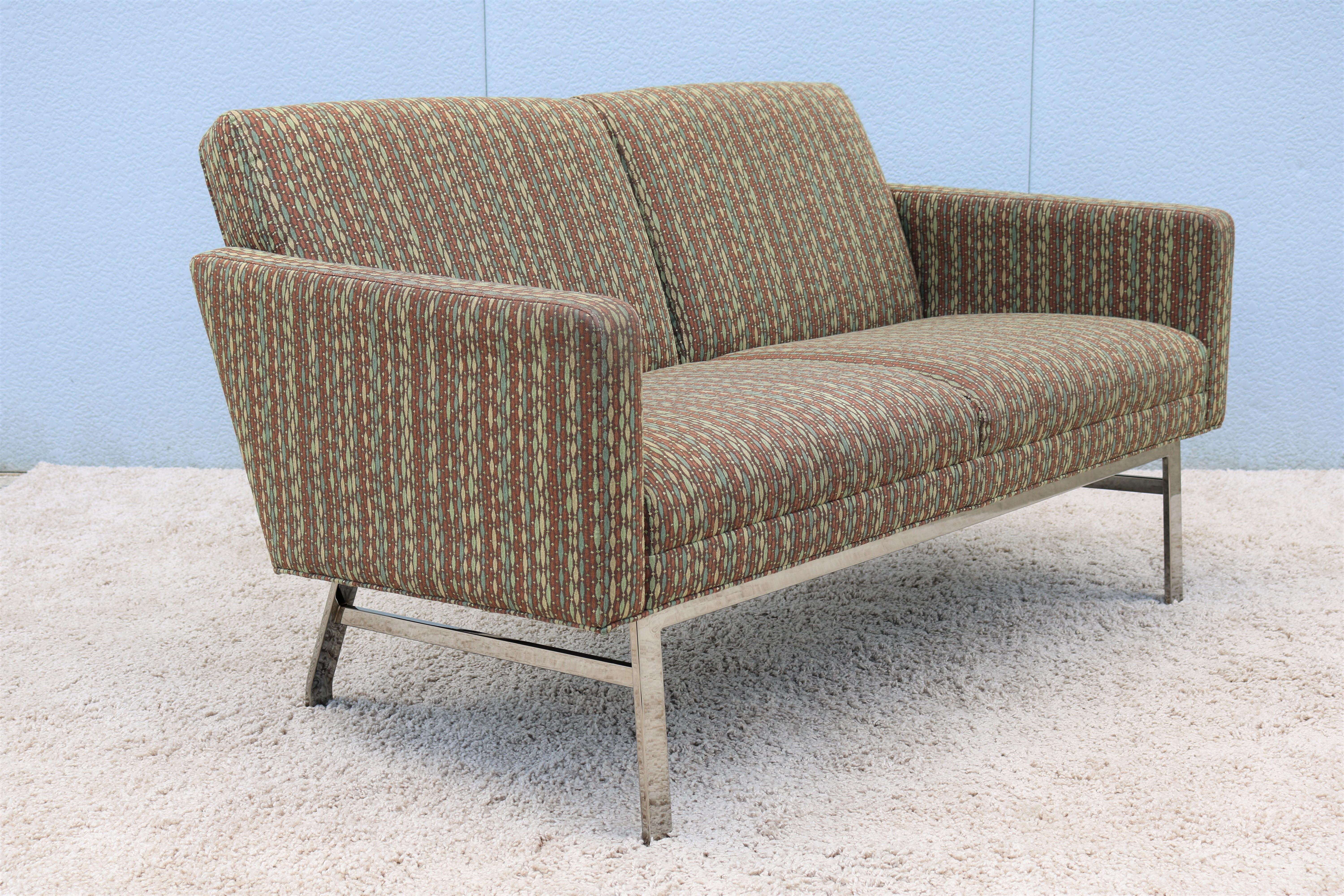 Polished Mid-Century Modern Style Jack Cartwright Kelly Settee Lounge, Two Seats Sofa For Sale