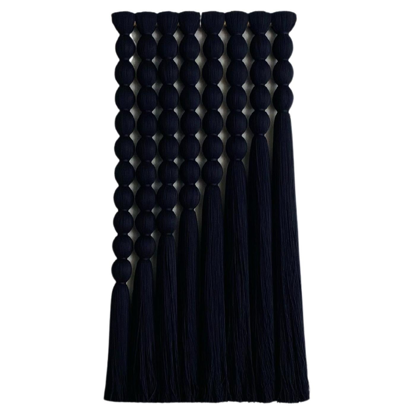 Mid-Century Modern Style Jujuy Black Raw Cotton Wall Tapestry