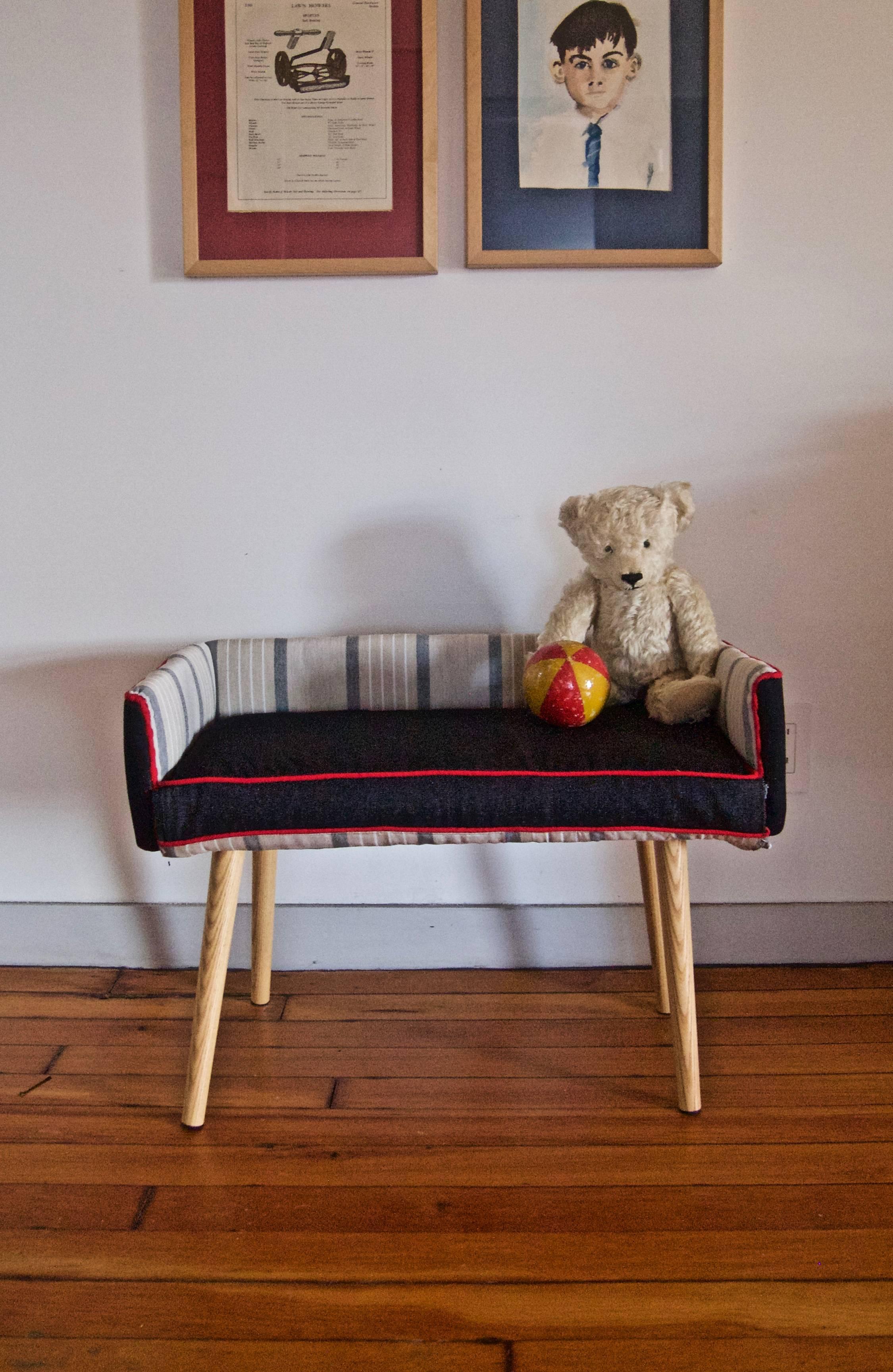 A stylish midcentury style, kid-sized stool or sofa for your child's room! 

This handmade seat is 26