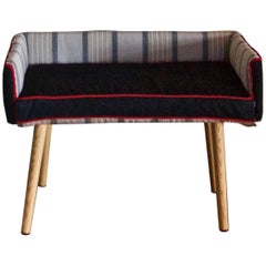 Mid-Century Modern Style Kids Room Seat in Stripes and Black Denim