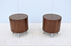 Mid-Century Modern Style Kimball Villa Runde Walnussholz Trommel Beistelltische ein Paar