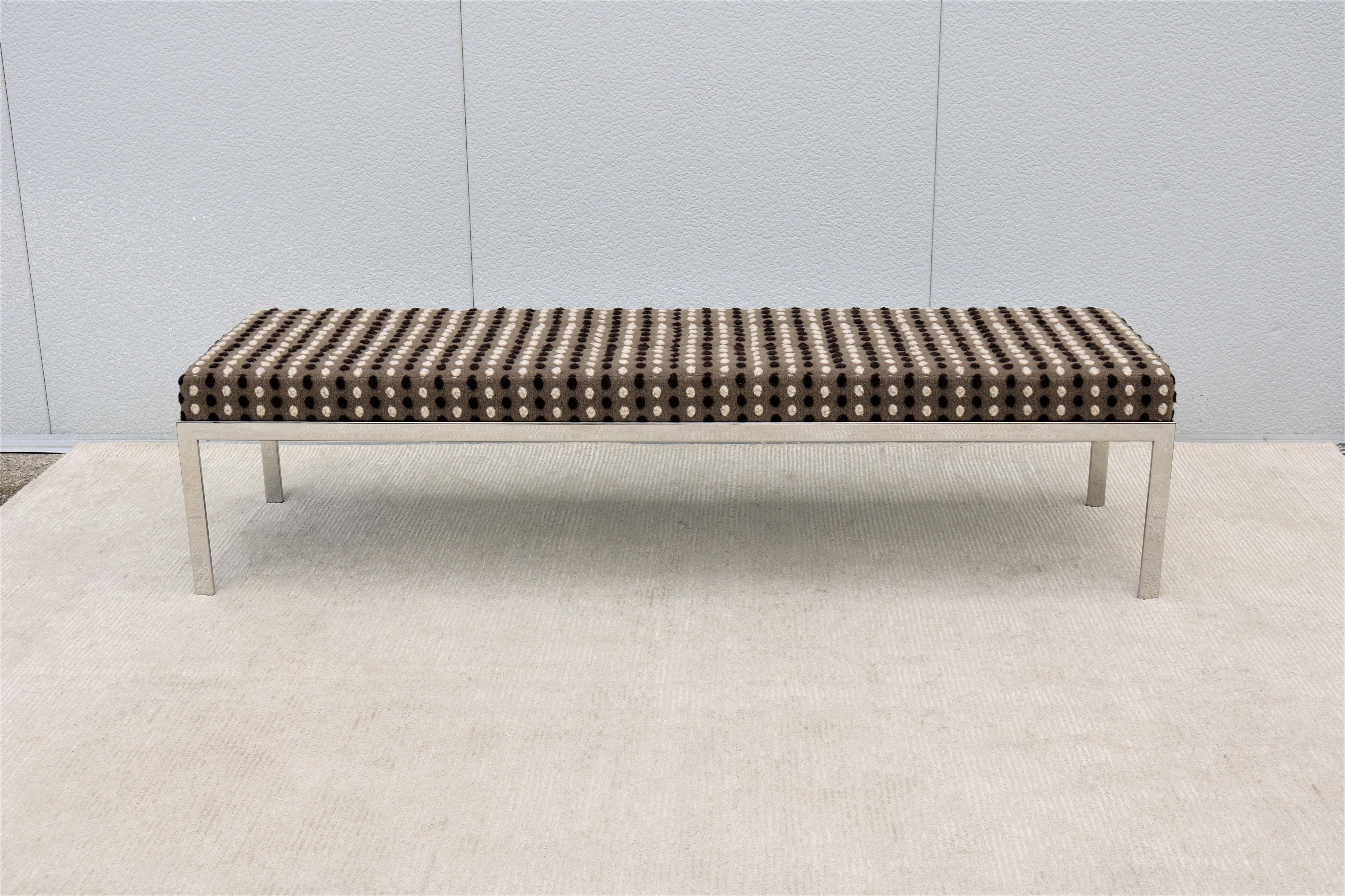 Mid-Century Modern Style Large Rectangular Cambridge Metal Bench by Cumberland For Sale 2