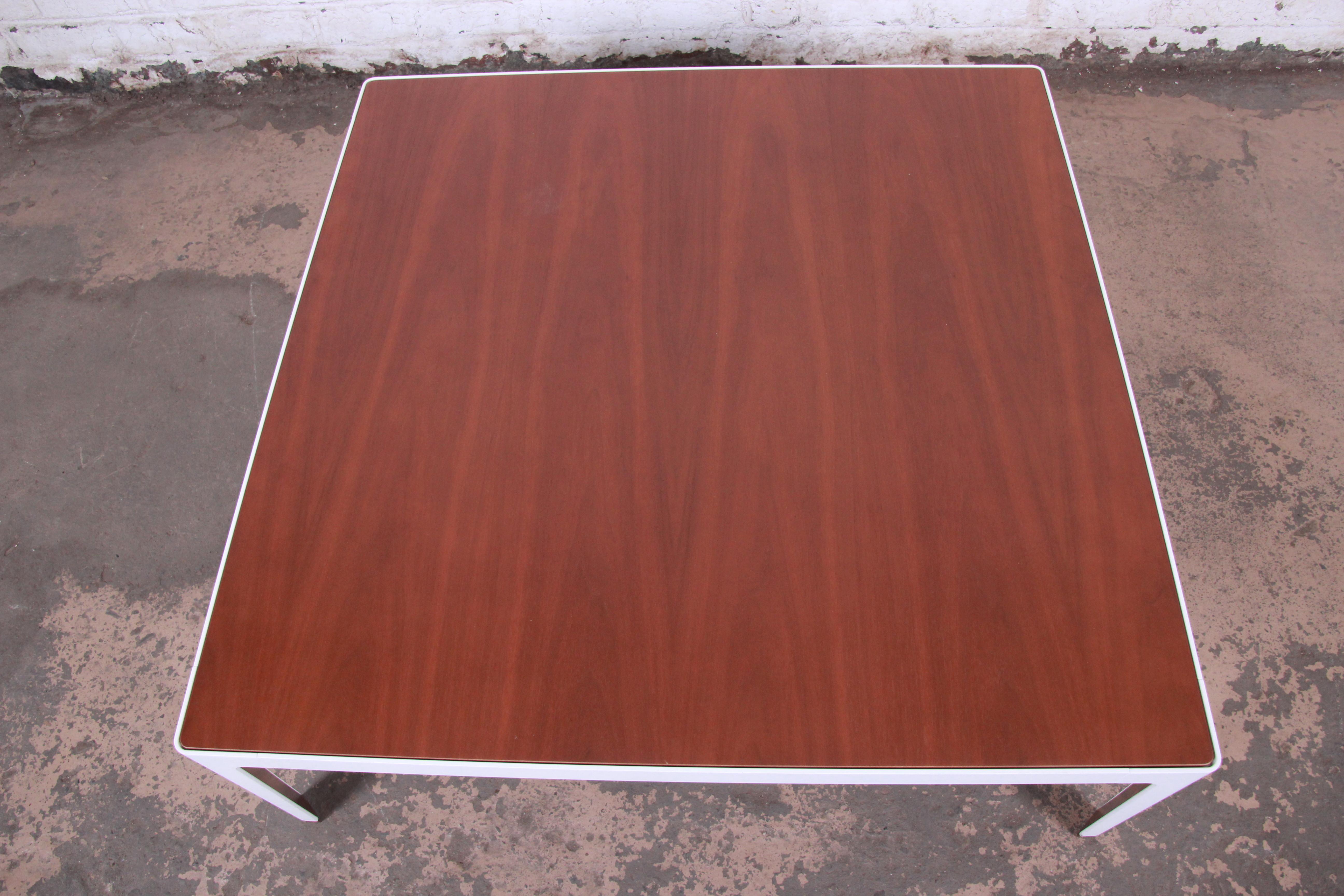 Molded Mid-Century Modern Style Large Square Walnut Coffee Table by Coalesse