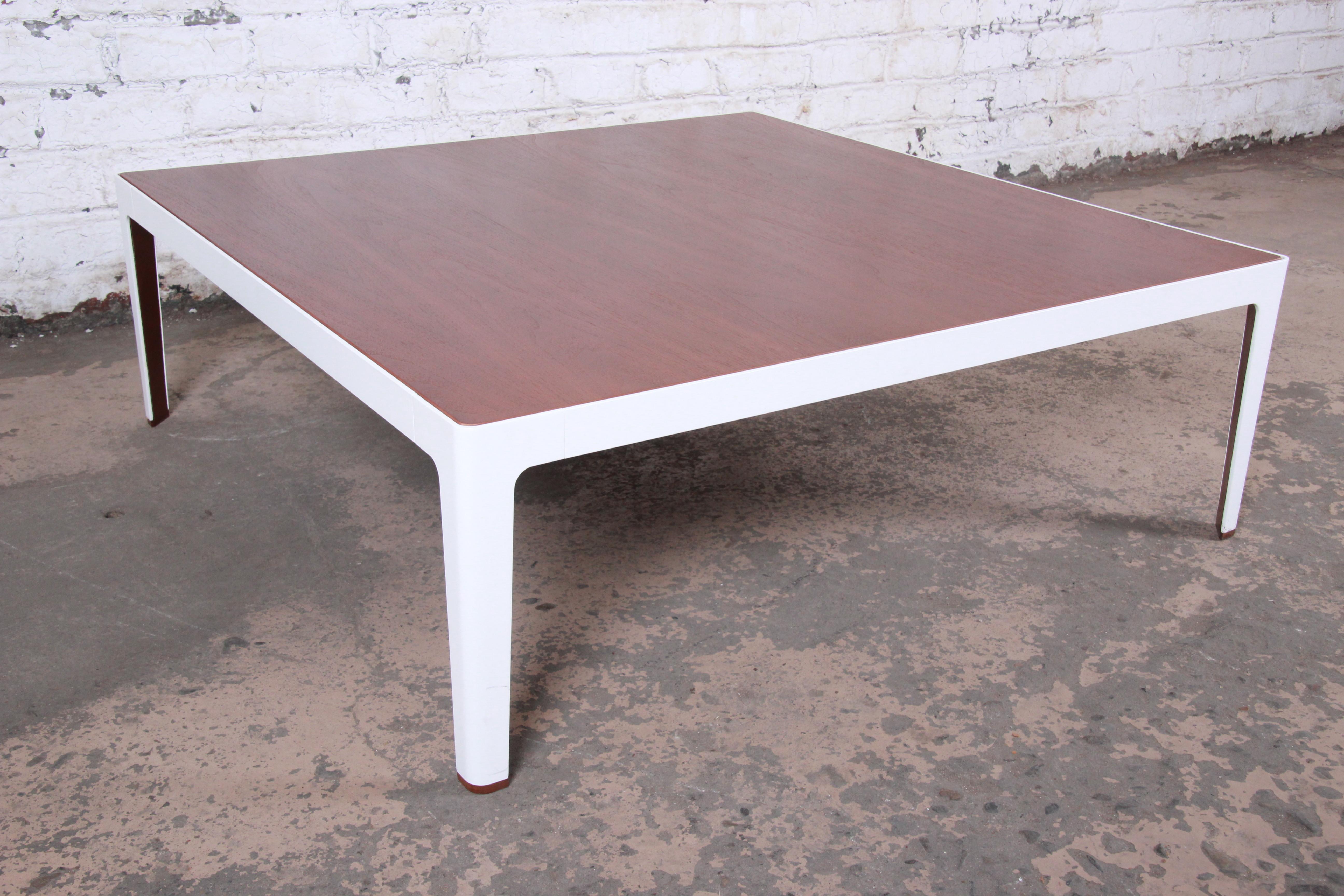 Contemporary Mid-Century Modern Style Large Square Walnut Coffee Table by Coalesse