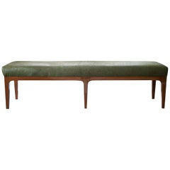 Mid-Century Modern Style Laser Cut Cowhide Hair Upholstered Bench