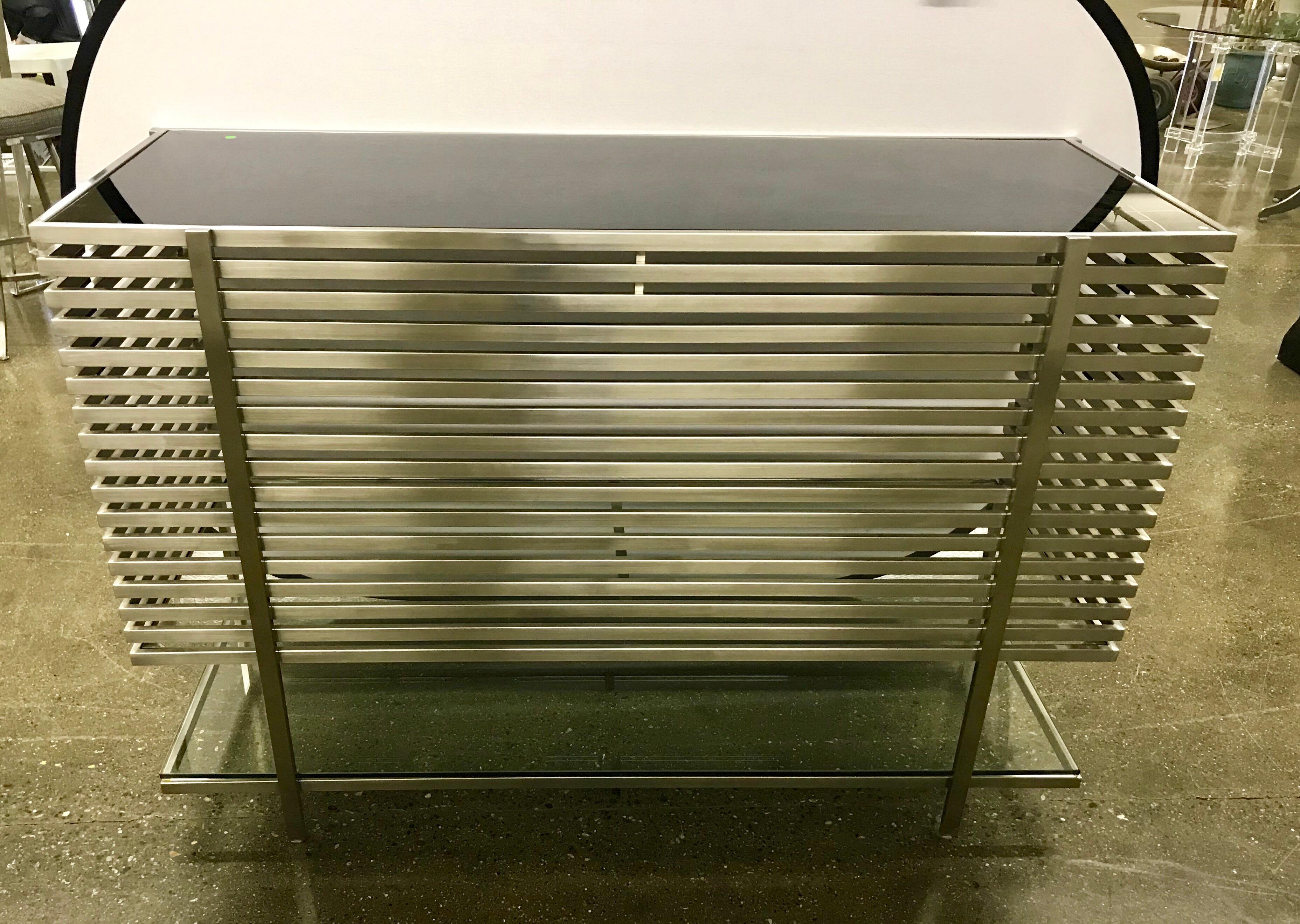 Mid-Century Modern Style Laser Cut Steel, Glass and Chrome Dry Bar 1