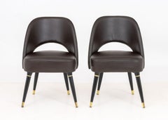 Mid-Century Modern Style Leather Chairs, Pair