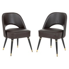 Mid-Century Modern Style Leather Chairs, Pair